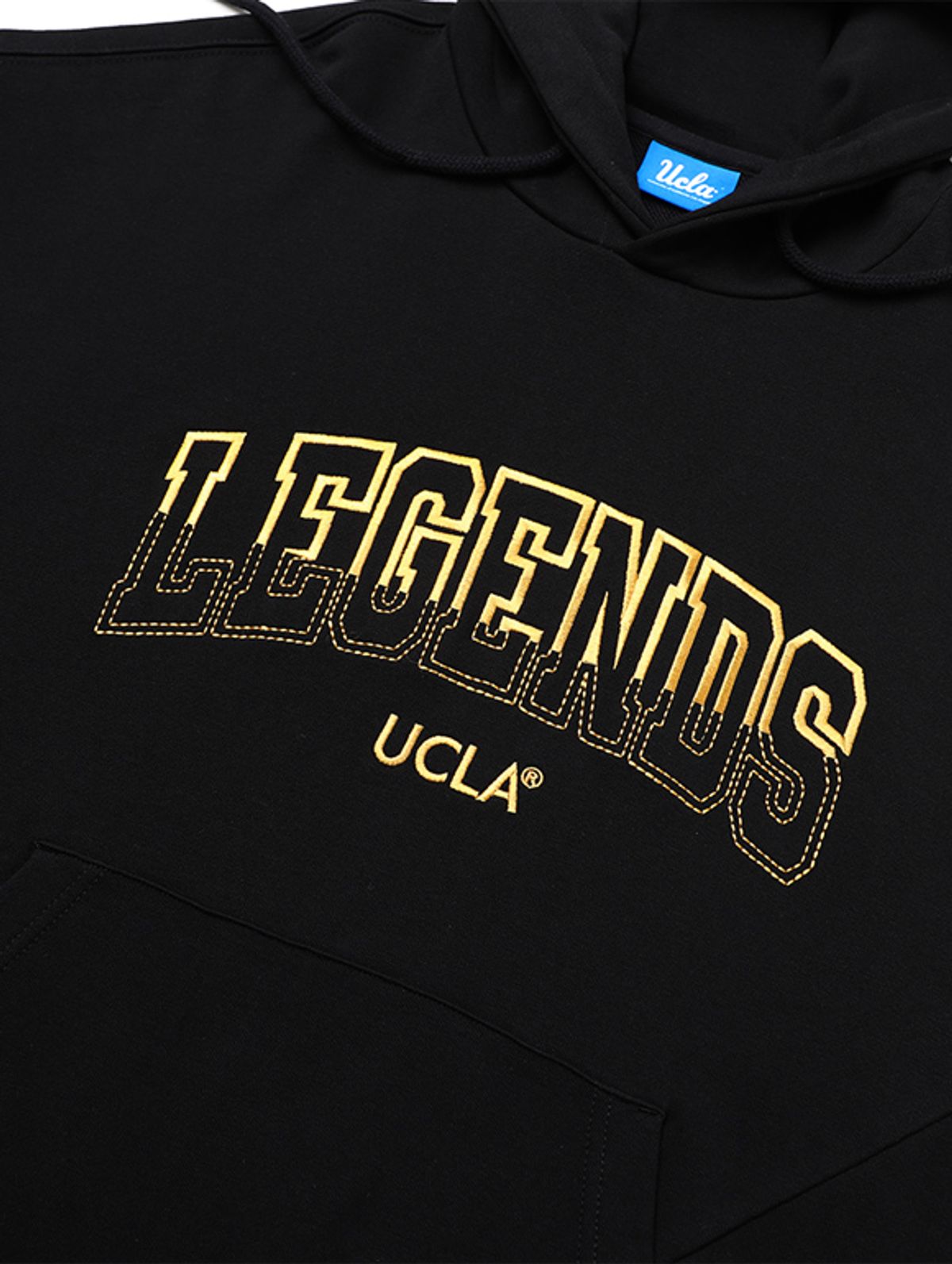 유씨엘에이(UCLA) 남여공용 자수 디테일 오버핏 후드 스웨트셔츠[BLACK](UA2LT83_39)