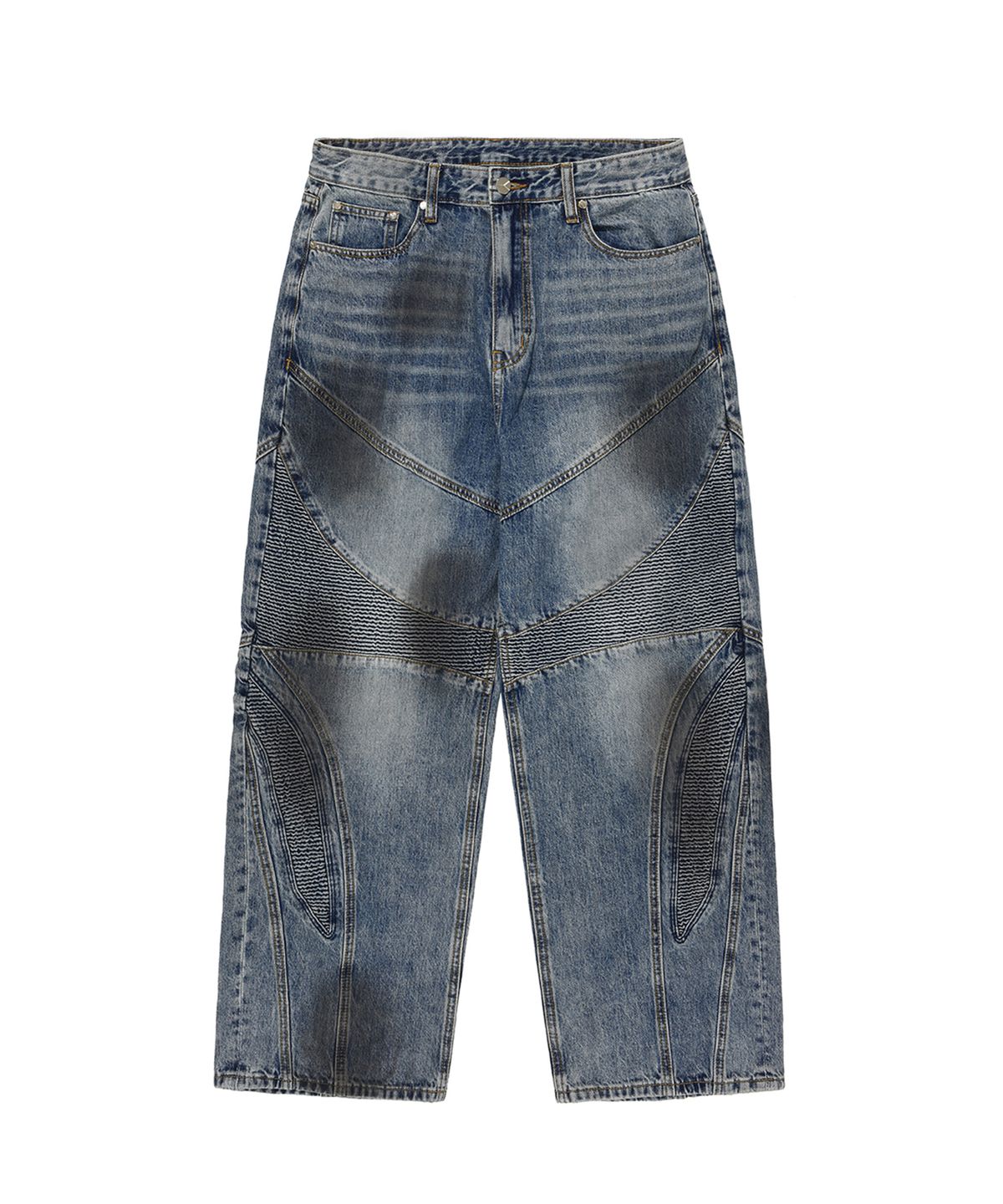 오픈야드(오와이)(OPENYARD(OY)) DIRTY WASHED BIKER JEANS-BLUE