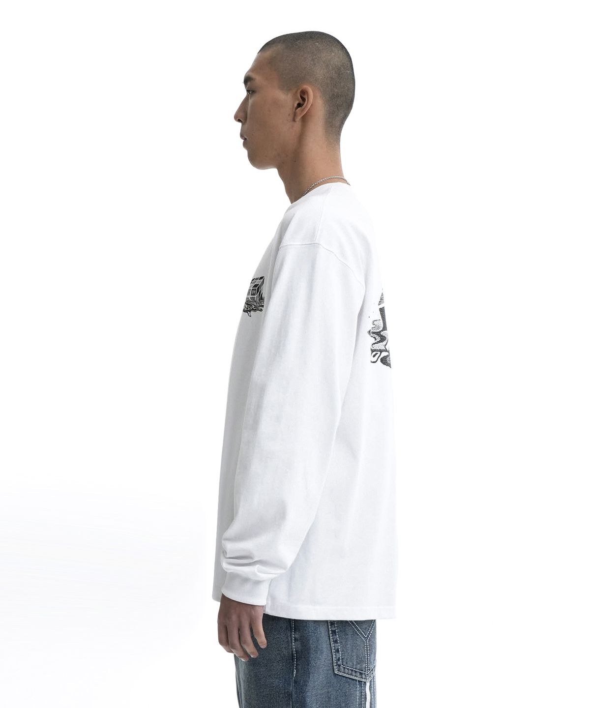 오픈야드(오와이)(OPENYARD(OY)) MELTING CUBE LONG SLEEVE-WHITE