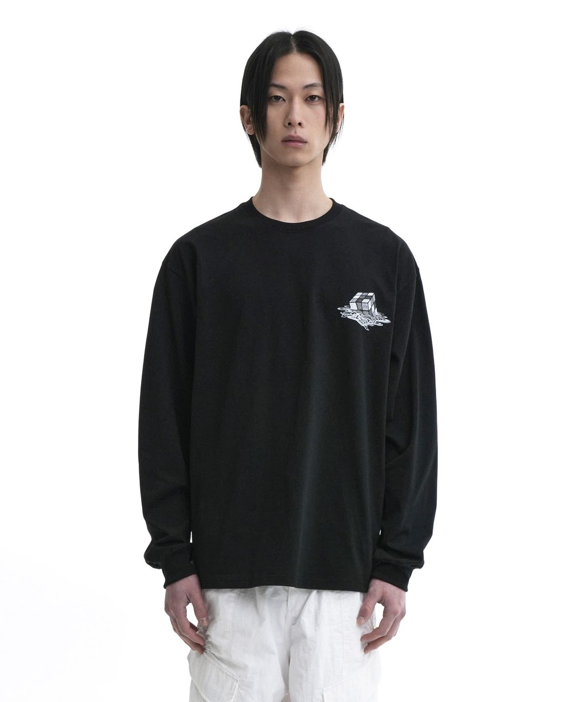 오픈야드(오와이)(OPENYARD(OY)) MELTING CUBE LONG SLEEVE-BLACK