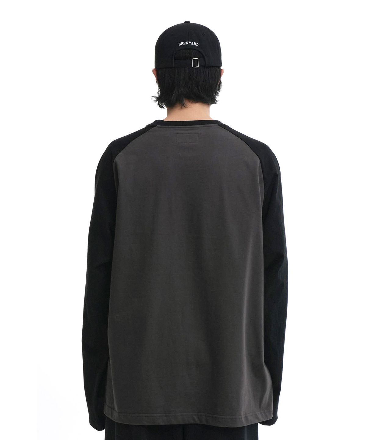 오픈야드(오와이)(OPENYARD(OY)) SKULL S.L RAGLAN LONG SLEEVE-DUST GREY/BLACK