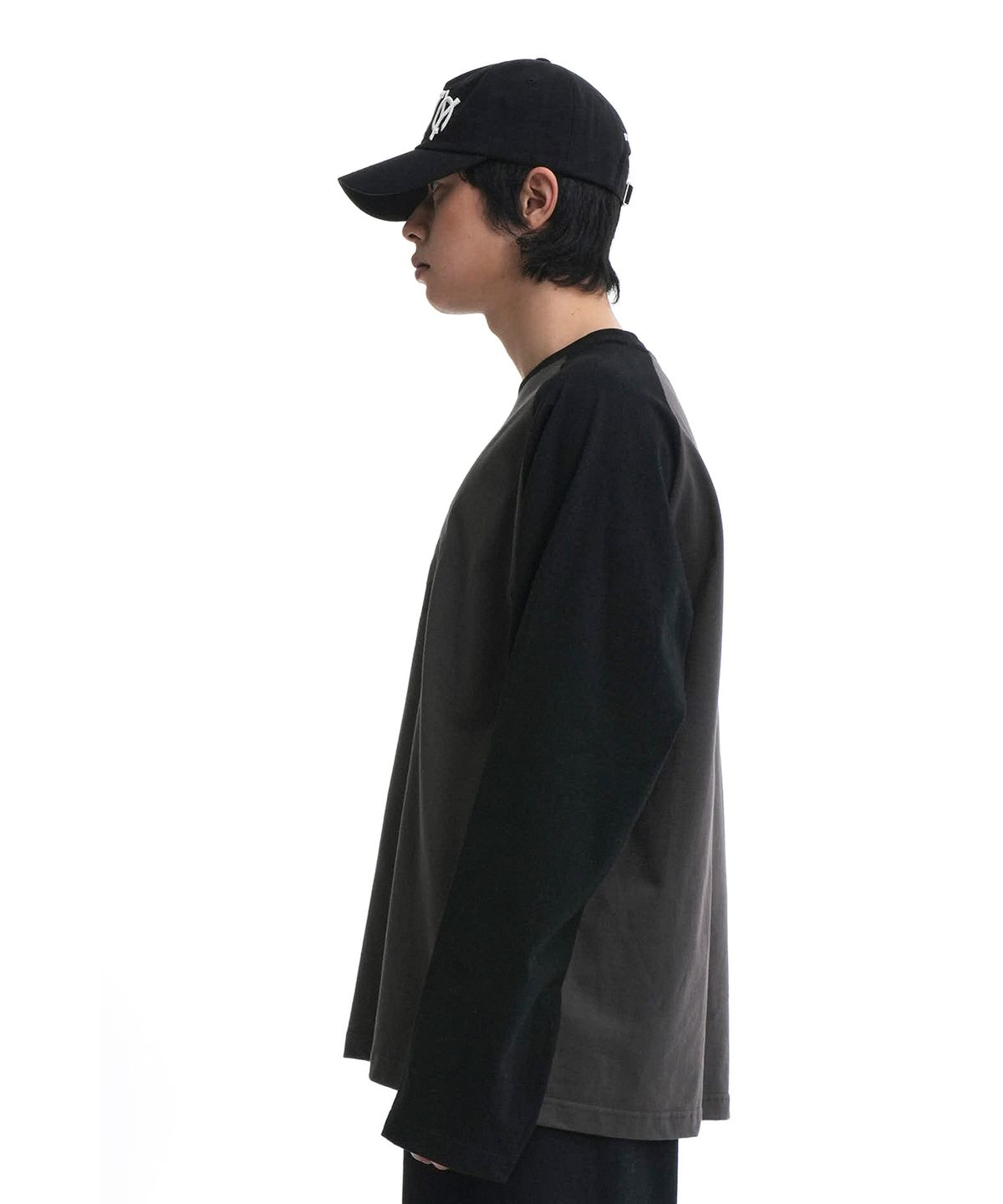 오픈야드(오와이)(OPENYARD(OY)) SKULL S.L RAGLAN LONG SLEEVE-DUST GREY/BLACK