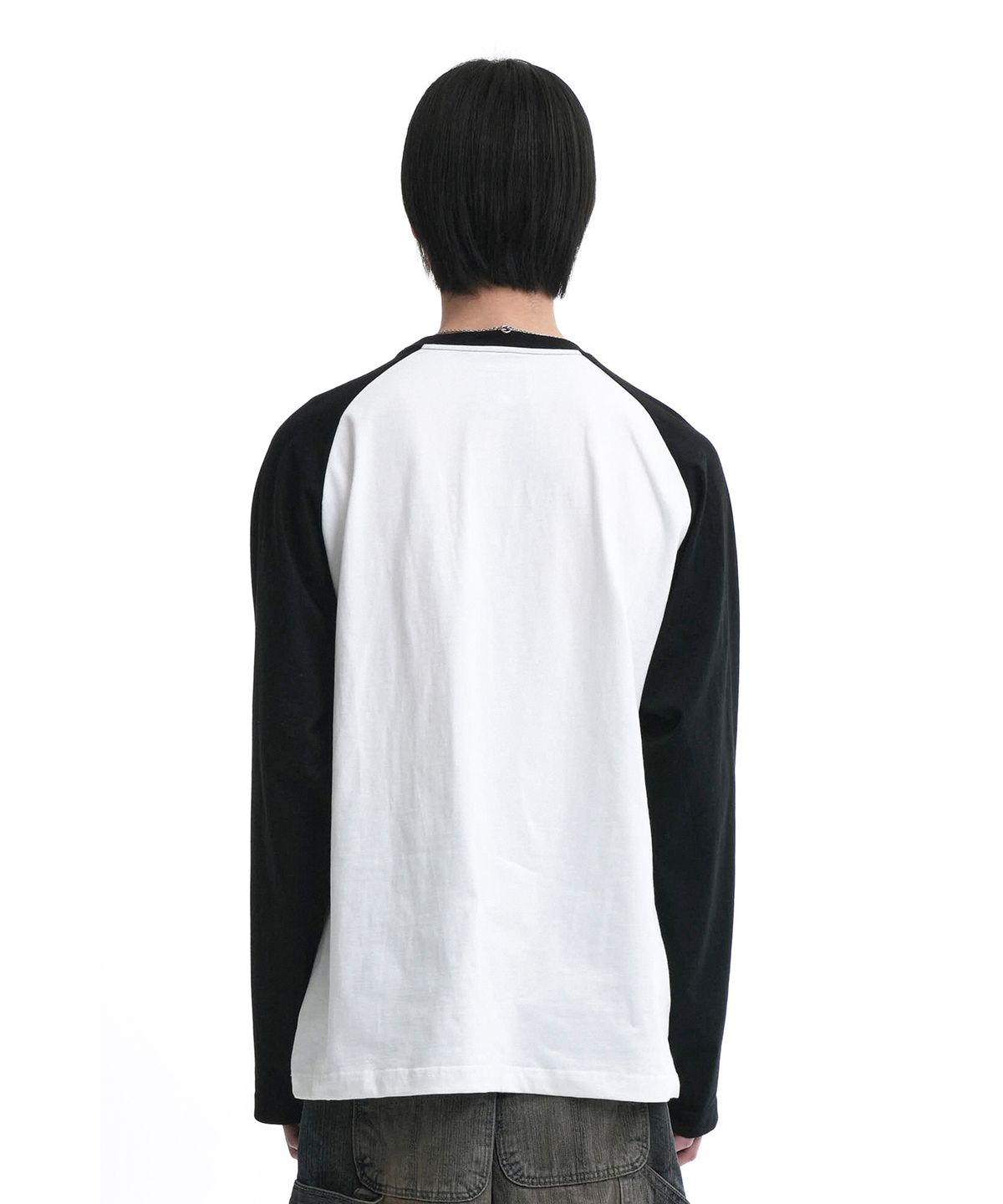 오픈야드(오와이)(OPENYARD(OY)) SKULL S.L RAGLAN LONG SLEEVE-WHITE/BLACK