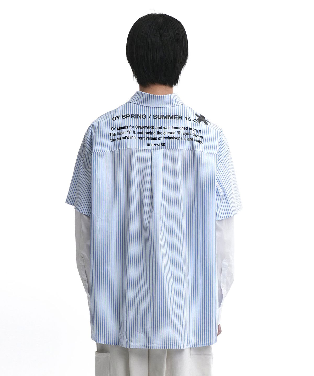 오픈야드(오와이)(OPENYARD(OY)) LAYERED STRIPE SHIRTS-WHITE