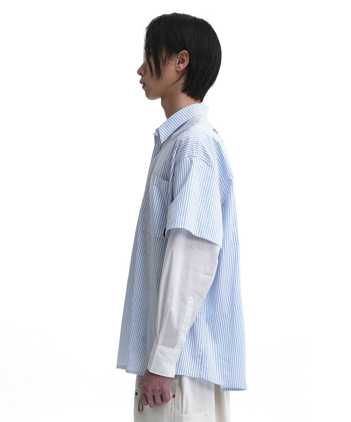 오픈야드(오와이)(OPENYARD(OY)) LAYERED STRIPE SHIRTS-WHITE