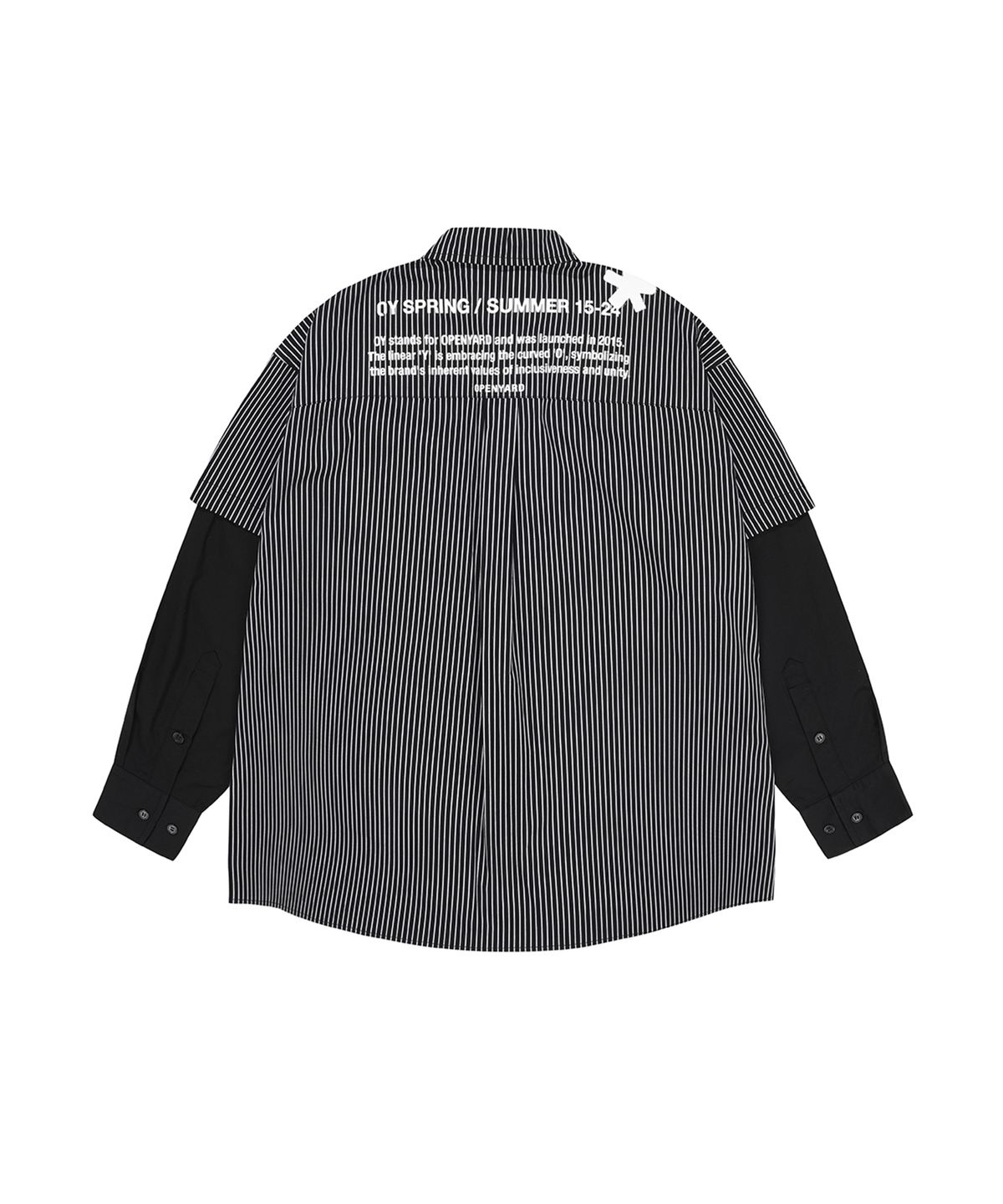 오픈야드(오와이)(OPENYARD(OY)) LAYERED STRIPE SHIRTS-BLACK
