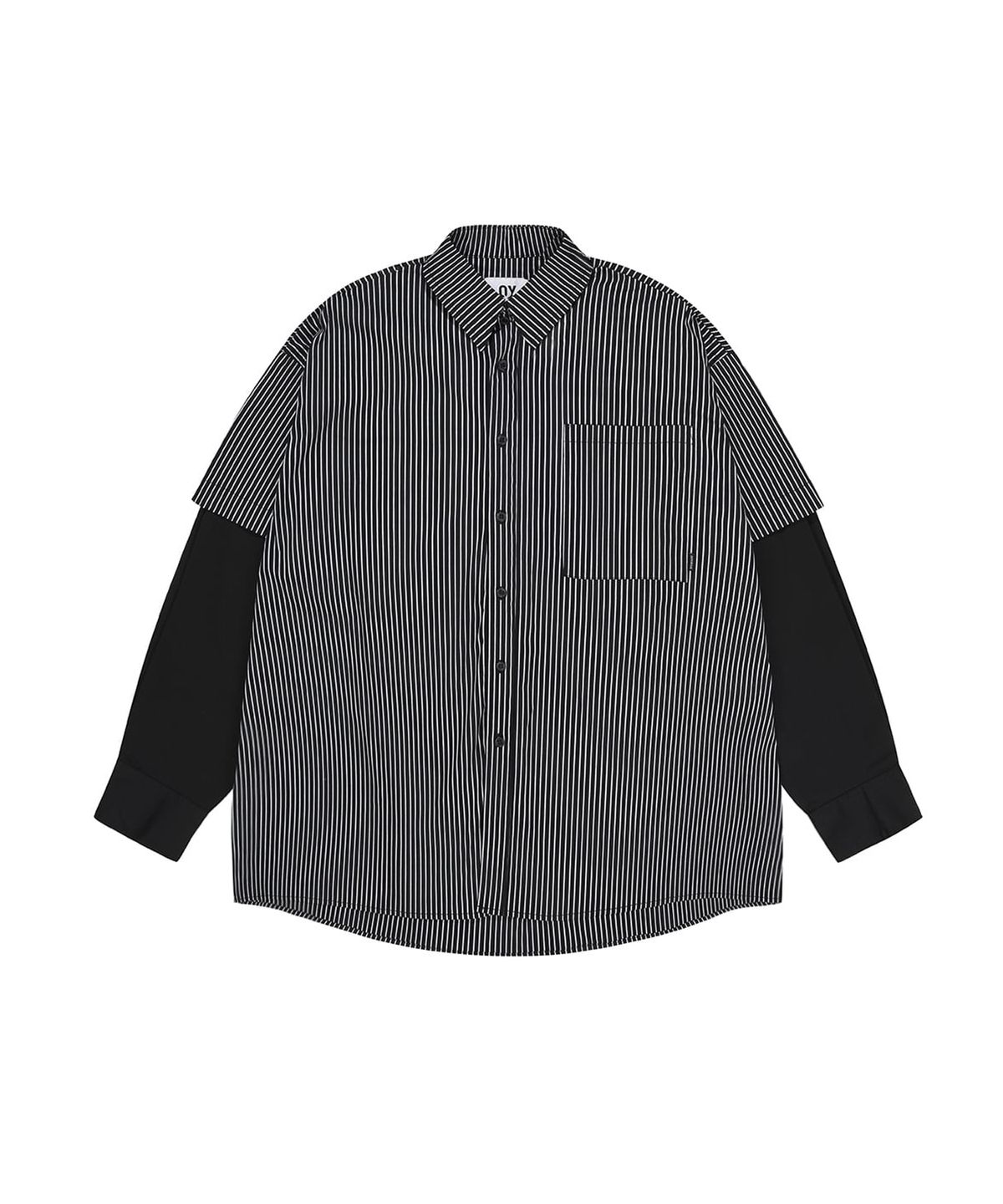 오픈야드(오와이)(OPENYARD(OY)) LAYERED STRIPE SHIRTS-BLACK