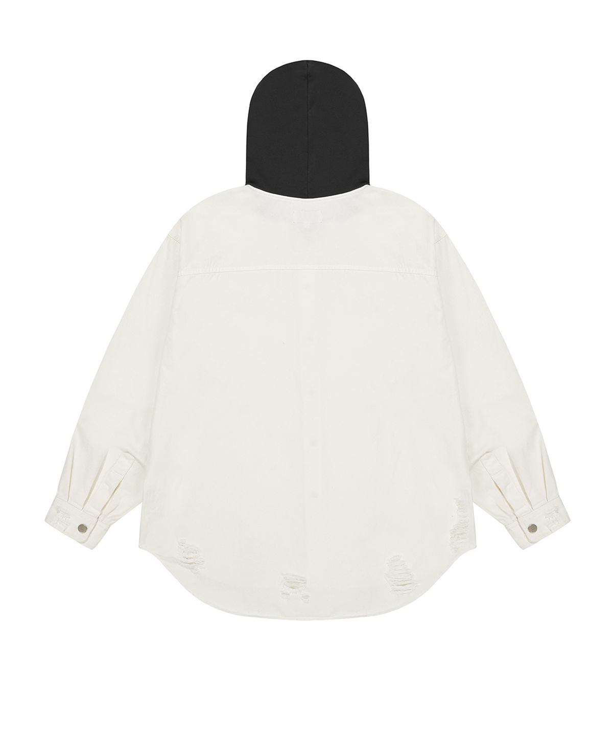 오픈야드(오와이)(OPENYARD(OY)) DESTROYED HOODIE SHIRTS-WHITE