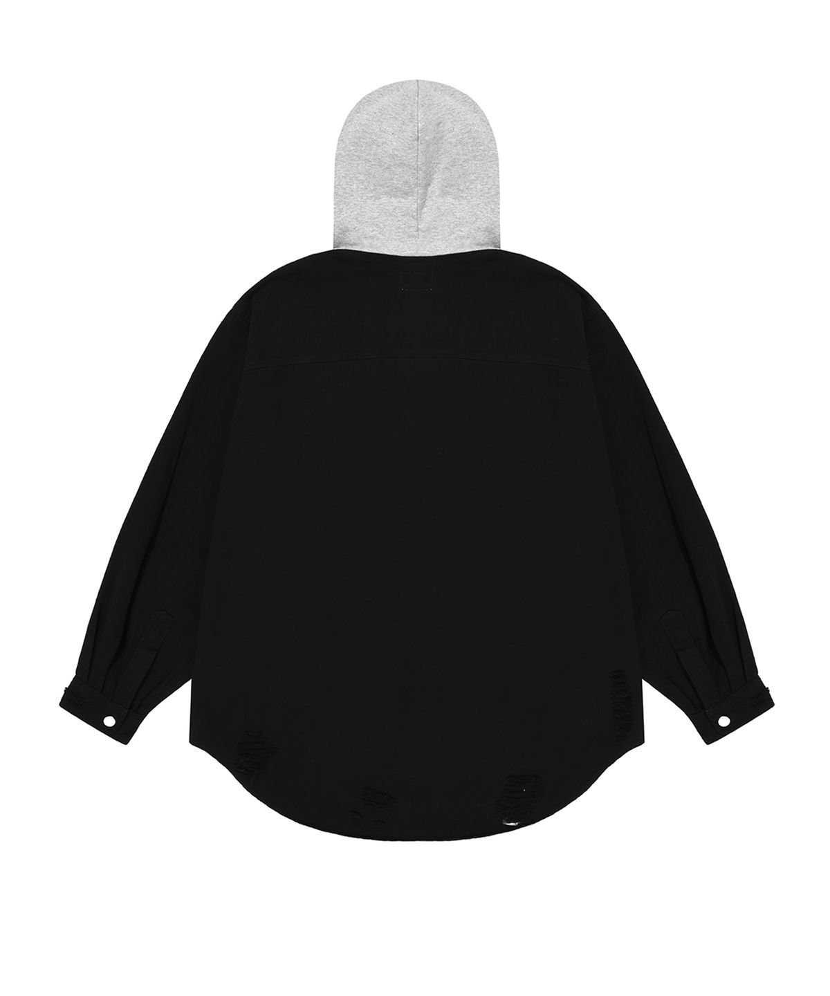 오픈야드(오와이)(OPENYARD(OY)) DESTROYED HOODIE SHIRTS-BLACK