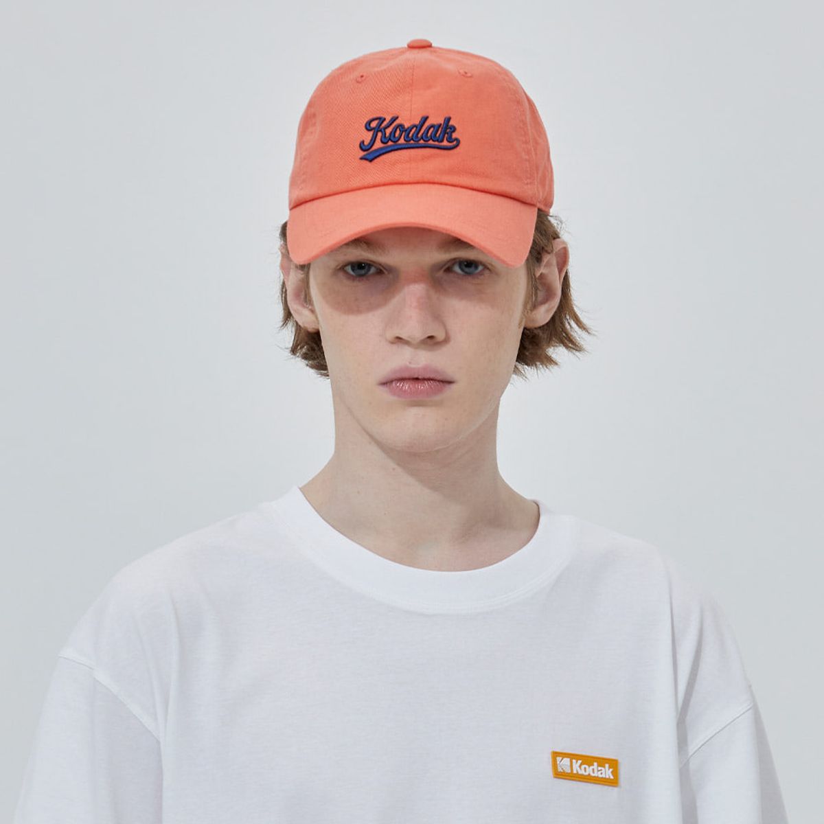 코닥(KODAK) 레터링 릴렉스핏 볼캡 ORANGE