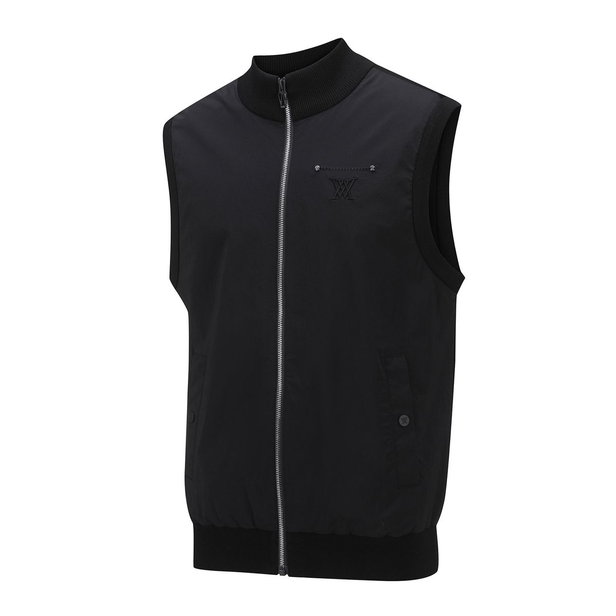 어뉴골프(ANEW GOLF) MEN WOVEN MIXED KNIT VEST_BK