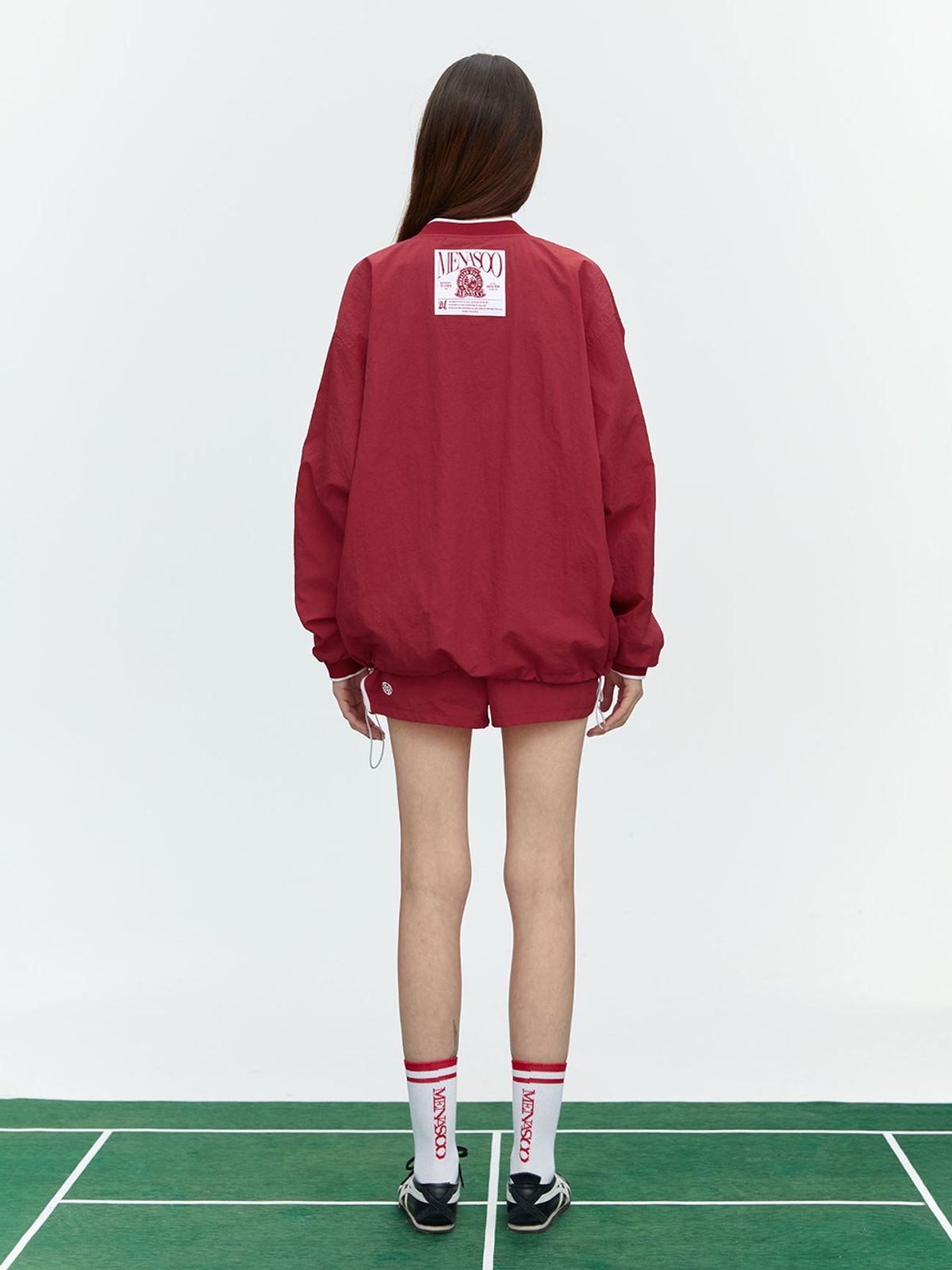 미나수(MENASOO) HEARTTRACK VNECK NYLON ANORAK JACKET_RED