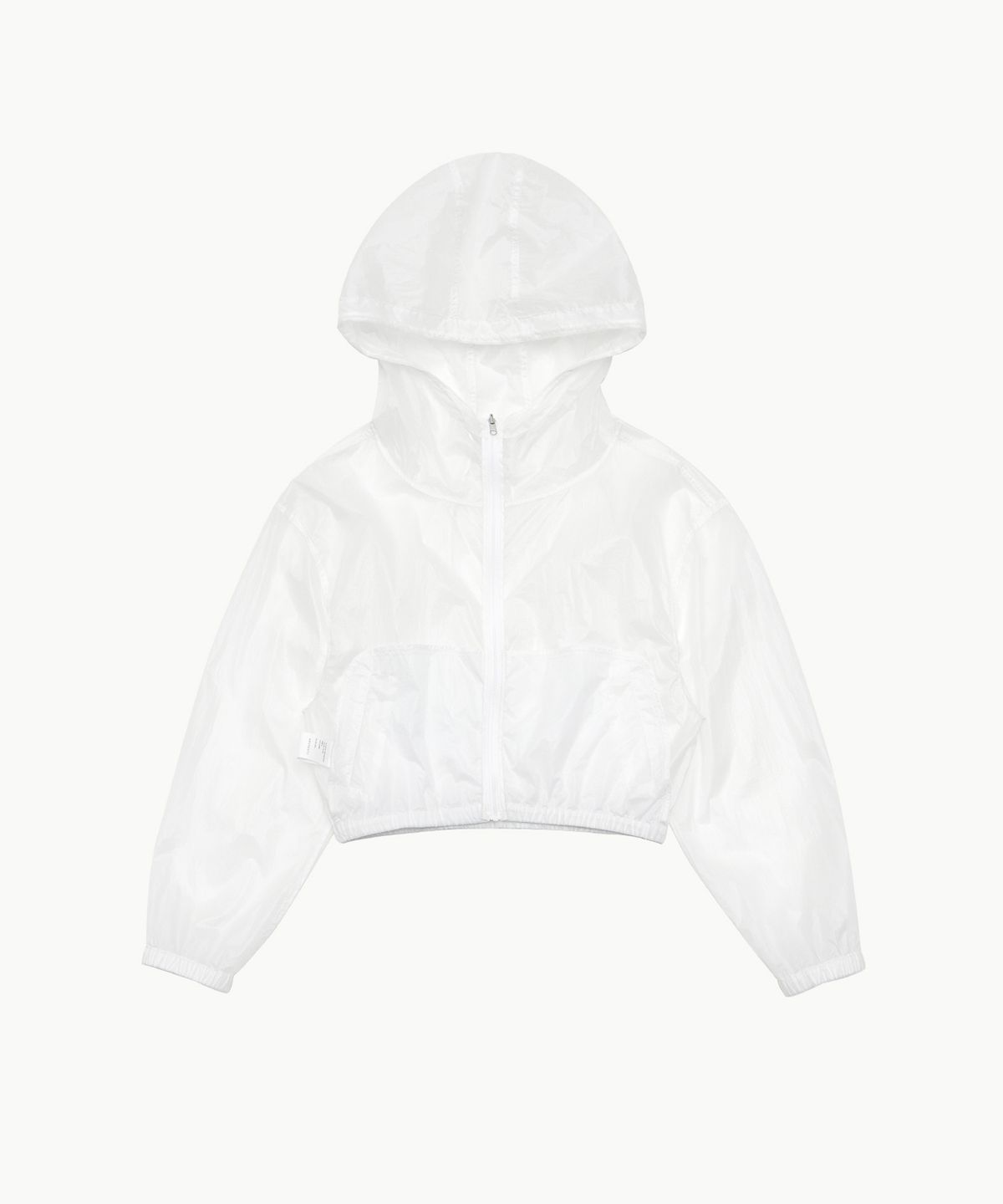 아모멘토(AMOMENTO) REVERSIBLE SHIRRING CROP HOODED JUMPER_WHITE