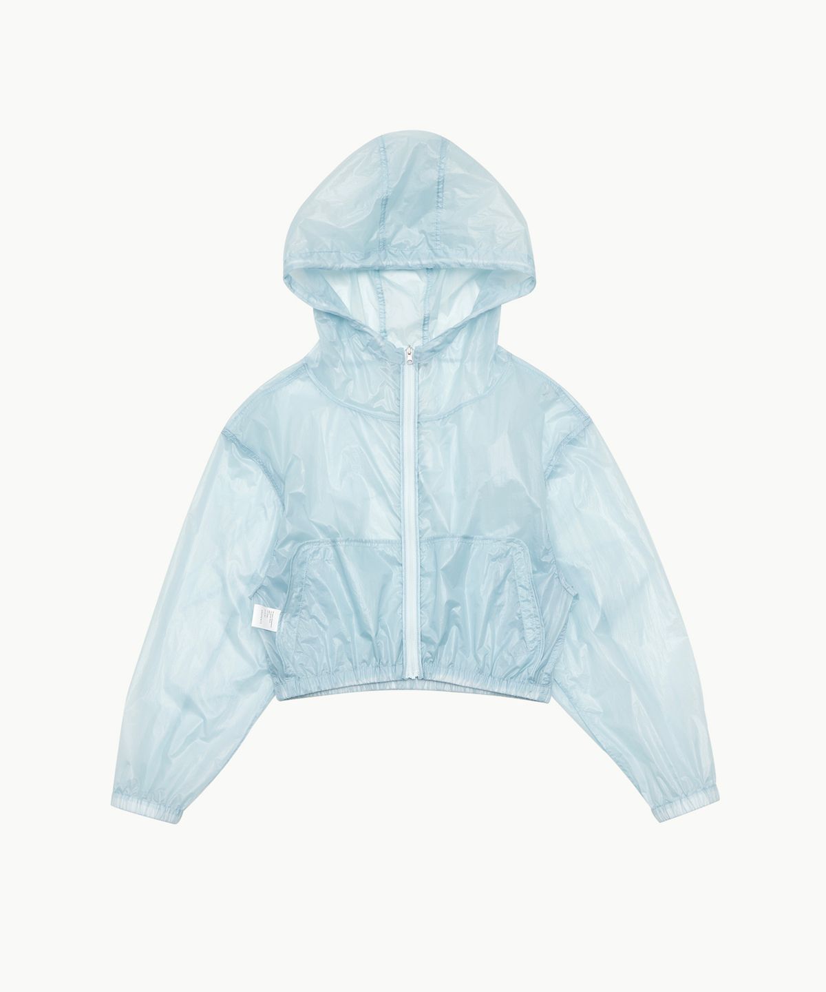 아모멘토(AMOMENTO) REVERSIBLE SHIRRING CROP HOODED JUMPER_SKY BLUE