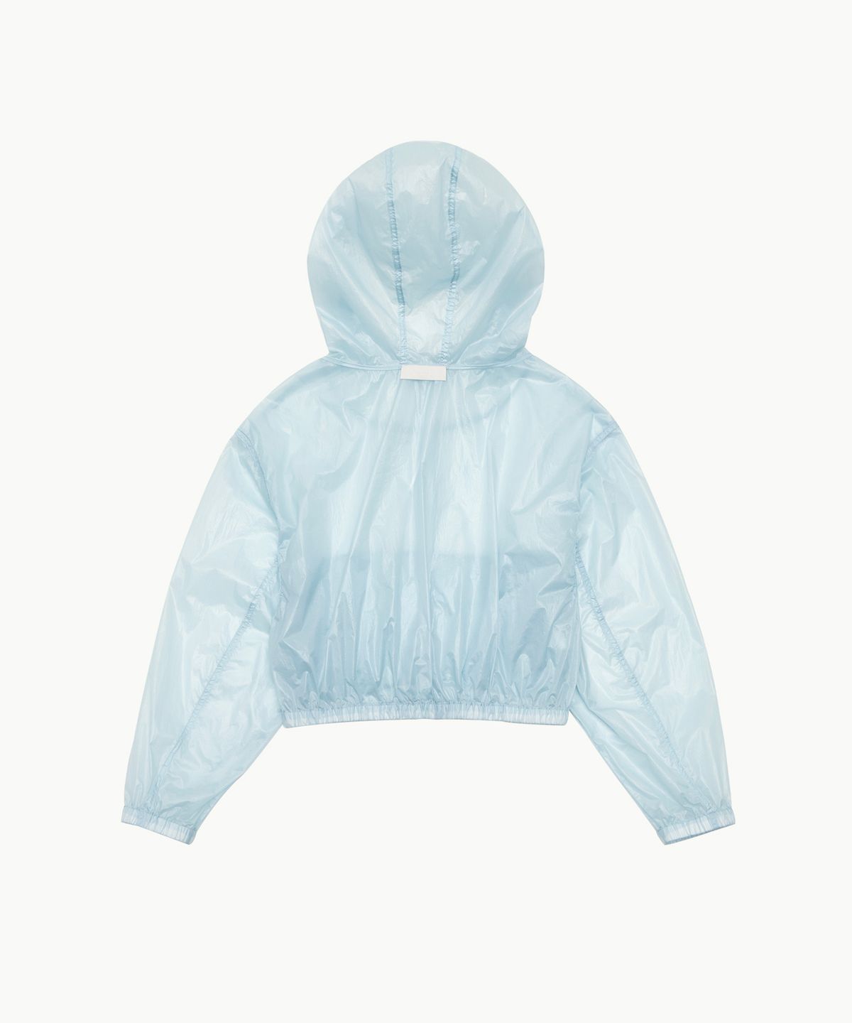 아모멘토(AMOMENTO) REVERSIBLE SHIRRING CROP HOODED JUMPER_SKY BLUE