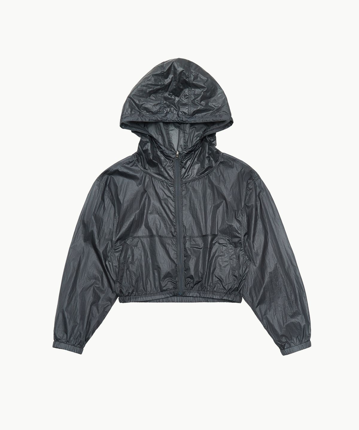 아모멘토(AMOMENTO) REVERSIBLE SHIRRING CROP HOODED JUMPER_NAVY