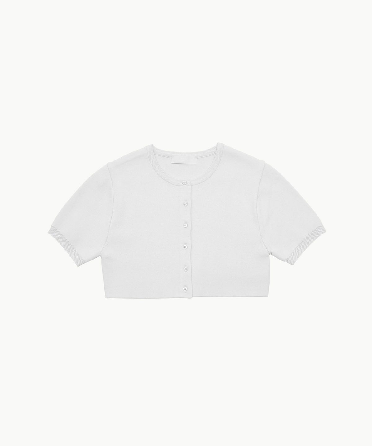 아모멘토(AMOMENTO) CROP BUTTON CARDIGAN SET_LIGHT GREY