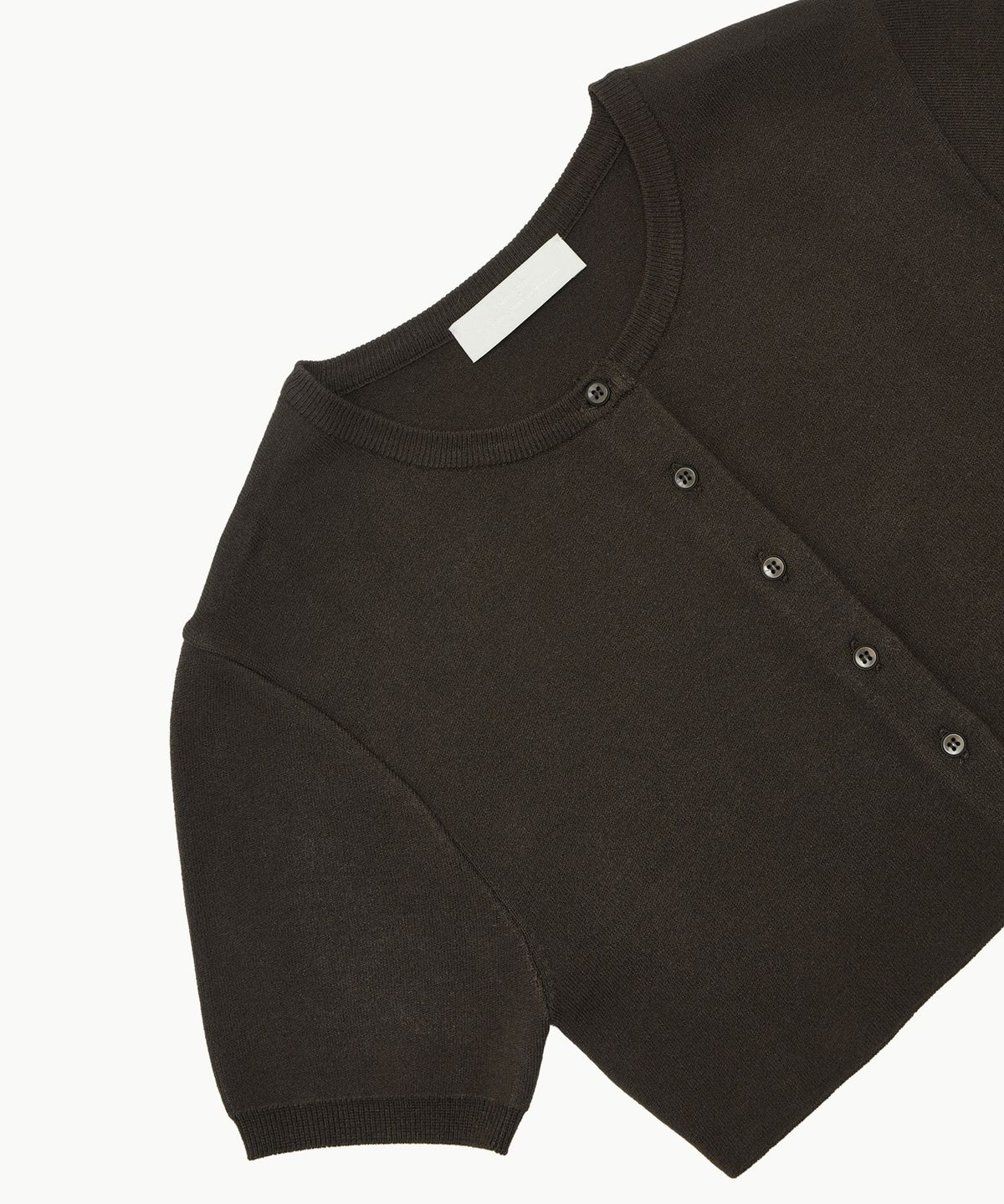 아모멘토(AMOMENTO) CROP BUTTON CARDIGAN SET_DARK BROWN
