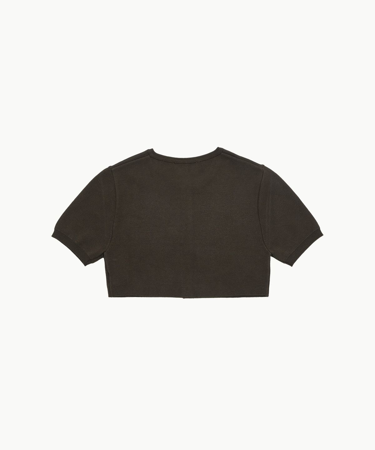 아모멘토(AMOMENTO) CROP BUTTON CARDIGAN SET_DARK BROWN