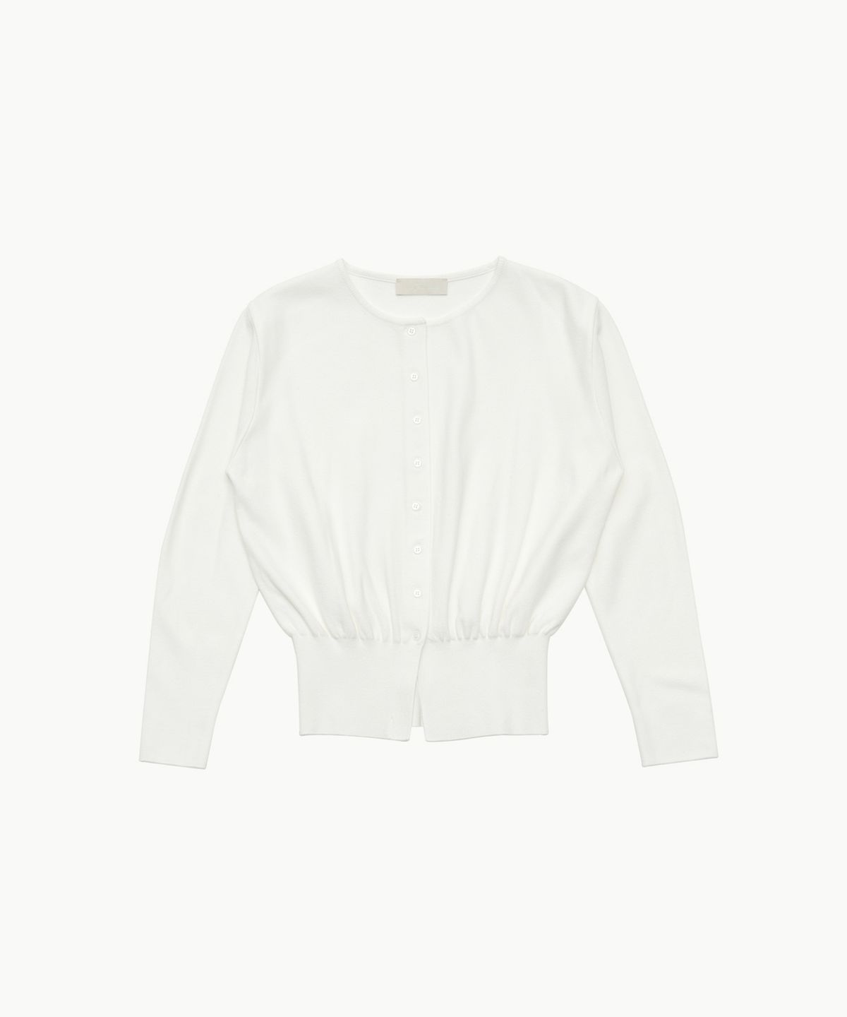 아모멘토(AMOMENTO) ROUND SLEEVE SHIRRED CARDIGAN_IVORY