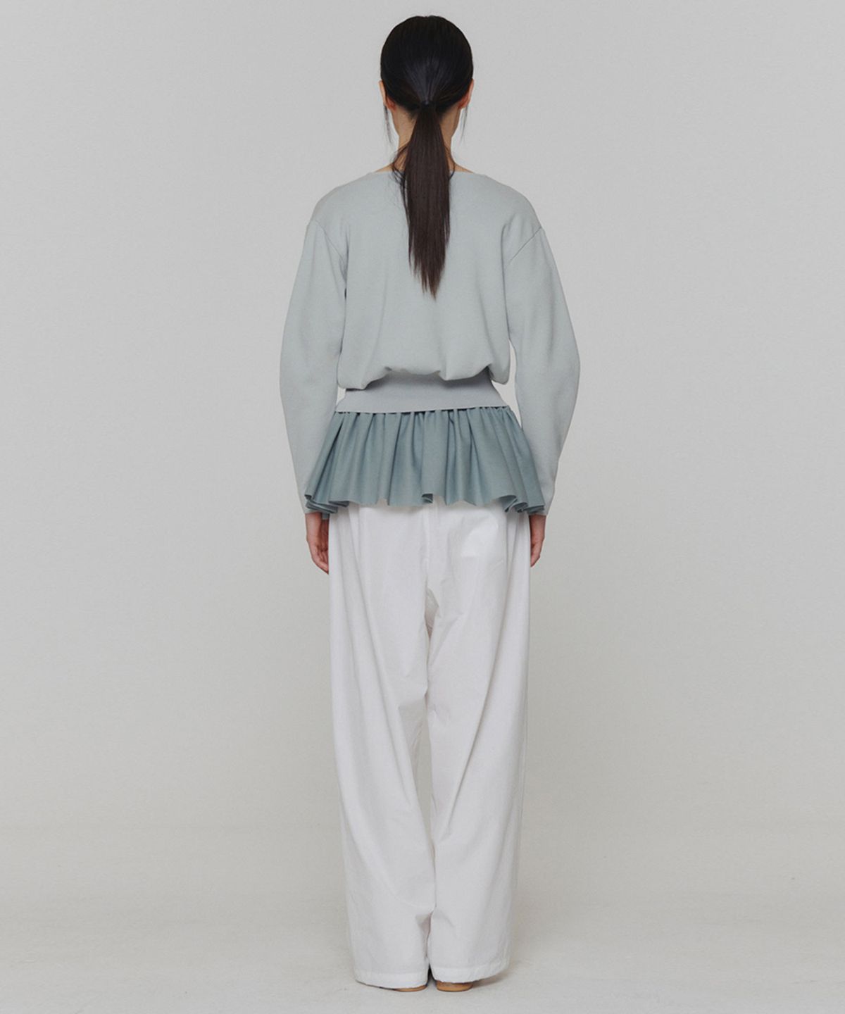 아모멘토(AMOMENTO) ROUND SLEEVE SHIRRED CARDIGAN_MINT