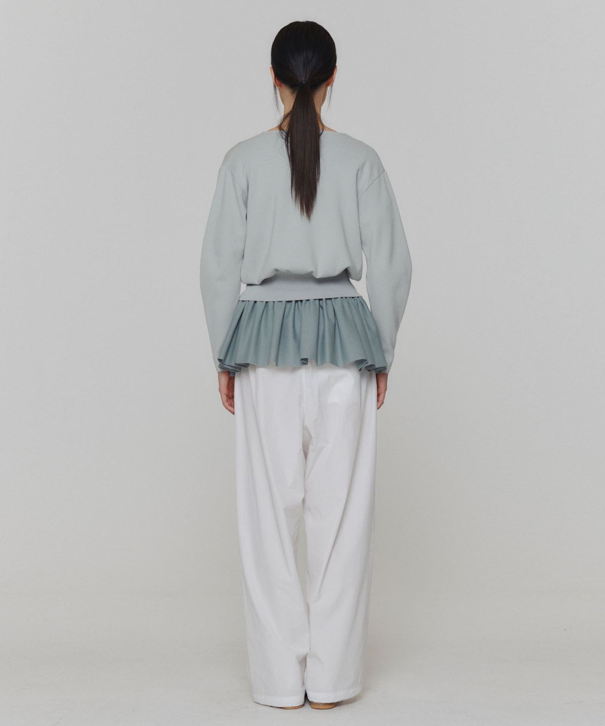 아모멘토(AMOMENTO) ROUND SLEEVE SHIRRED CARDIGAN_MINT
