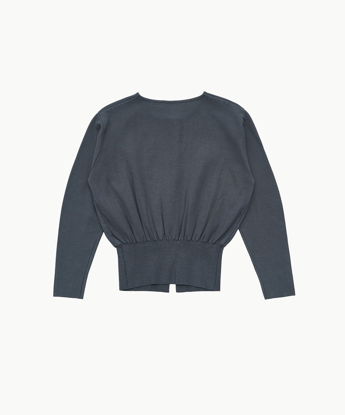 아모멘토(AMOMENTO) ROUND SLEEVE SHIRRED CARDIGAN_DARK NAVY