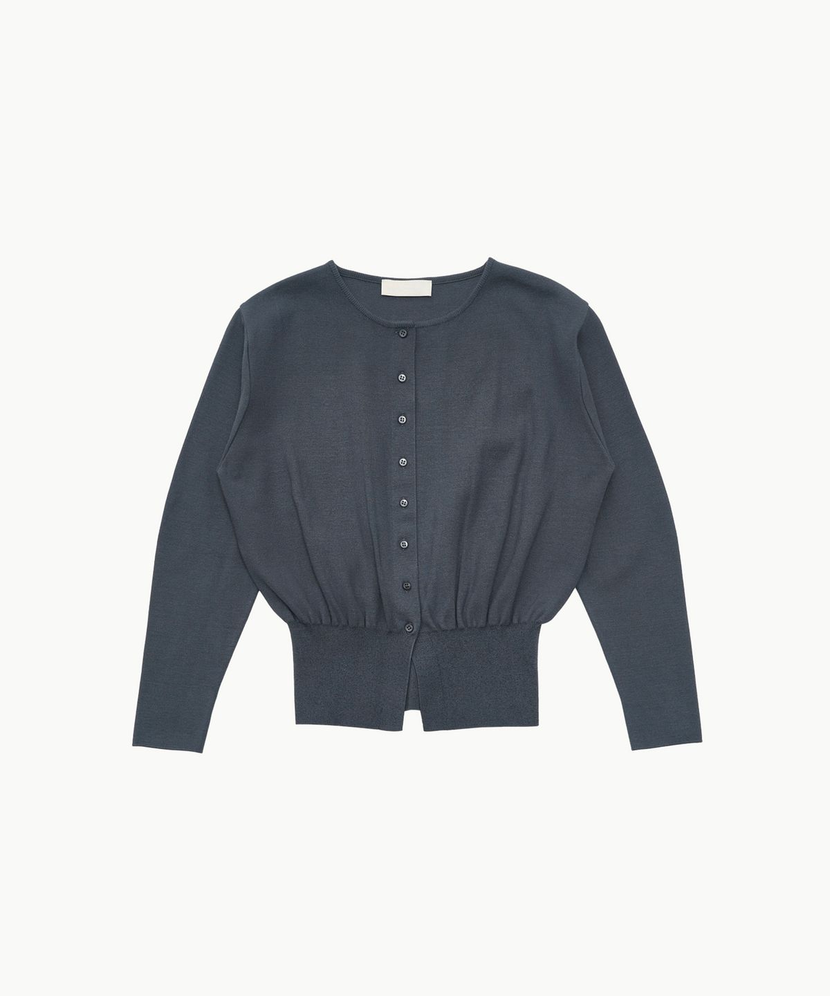 아모멘토(AMOMENTO) ROUND SLEEVE SHIRRED CARDIGAN_DARK NAVY