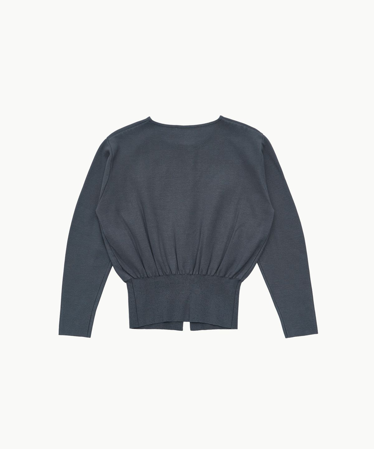 아모멘토(AMOMENTO) ROUND SLEEVE SHIRRED CARDIGAN_DARK NAVY