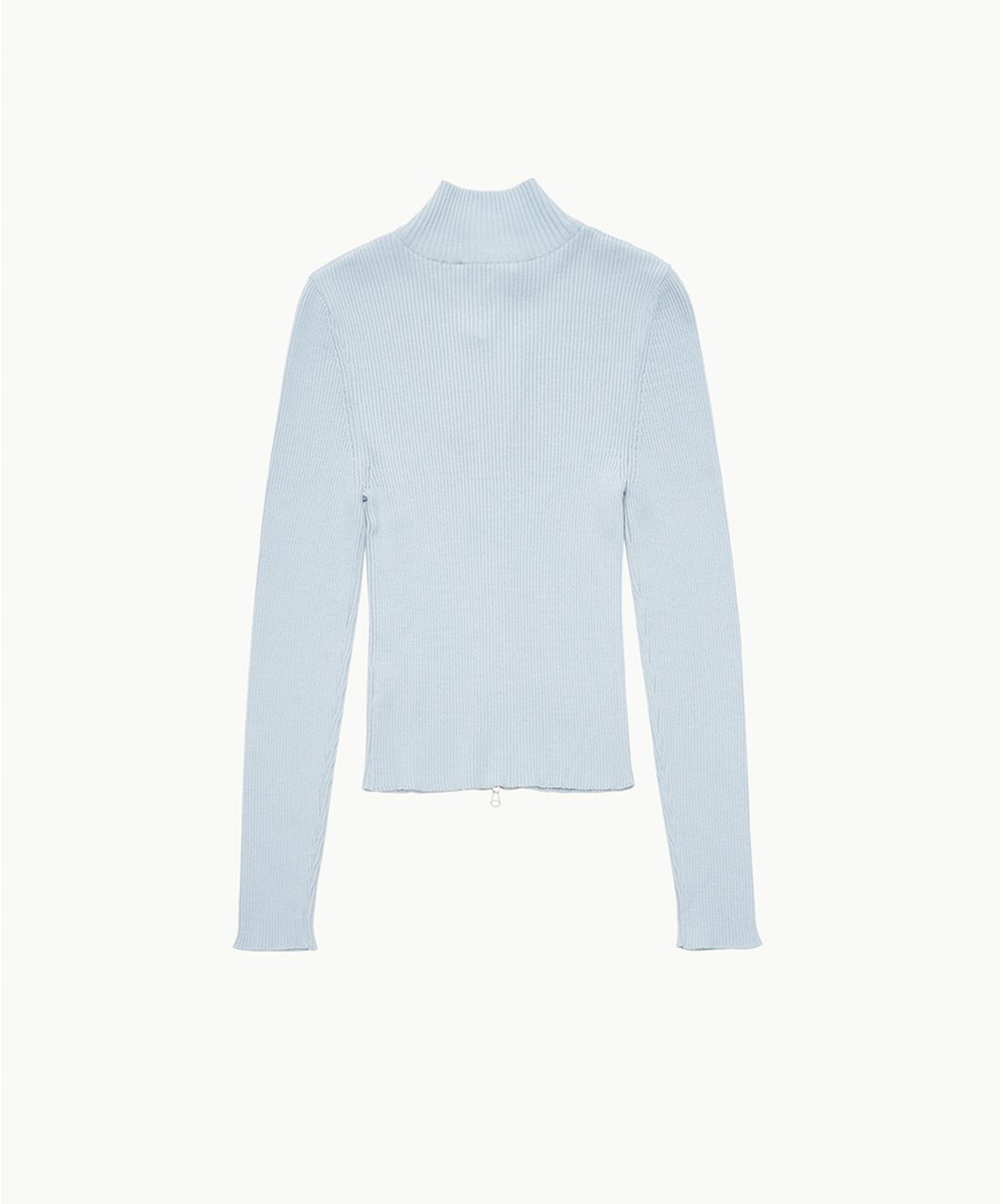 아모멘토(AMOMENTO) RIBBED MOCK NECK CARDIGAN_LIGHT BLUE