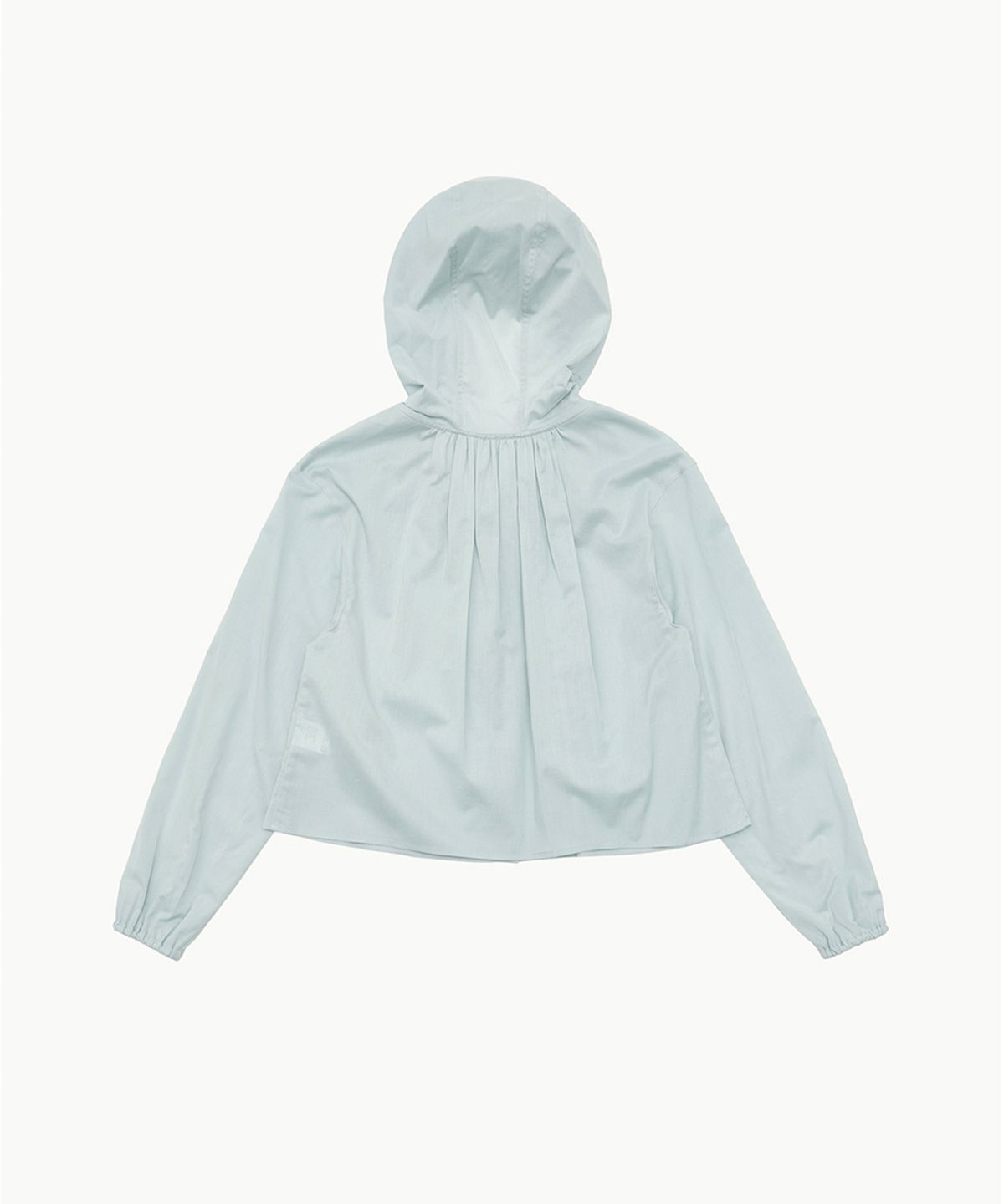 아모멘토(AMOMENTO) SHEER SHIRRING HOODED BLOUSE_LIGHT BLUE