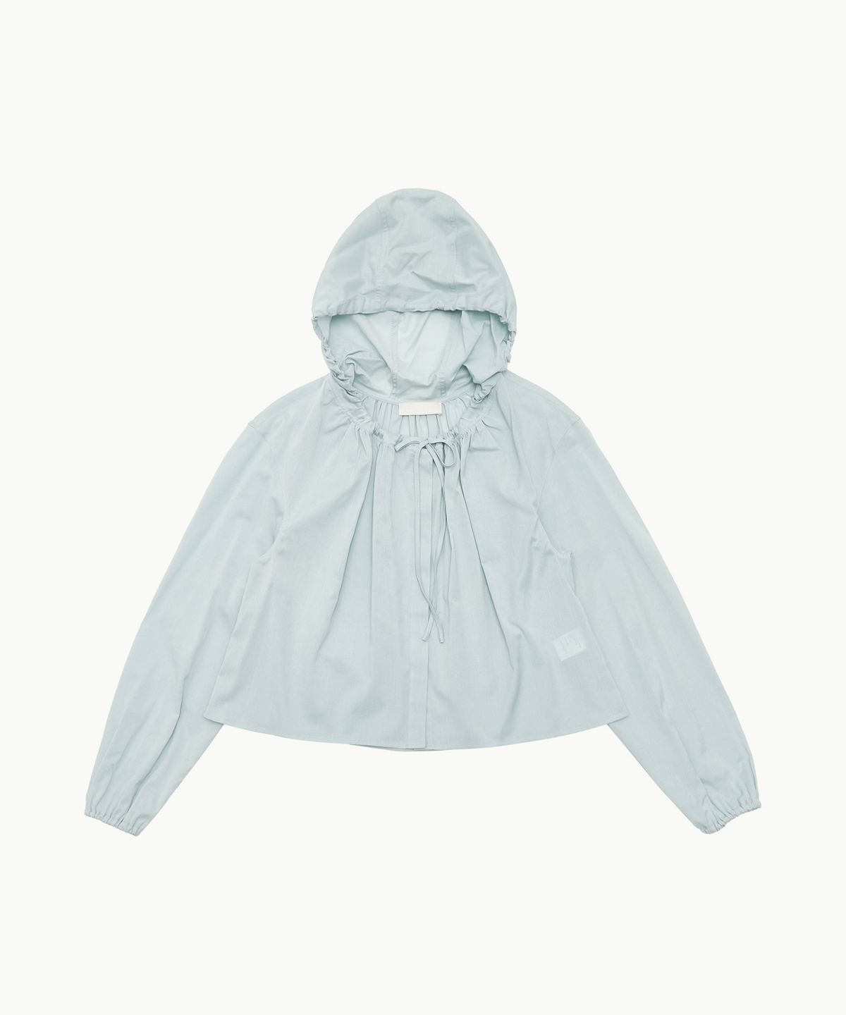 아모멘토(AMOMENTO) SHEER SHIRRING HOODED BLOUSE_LIGHT BLUE