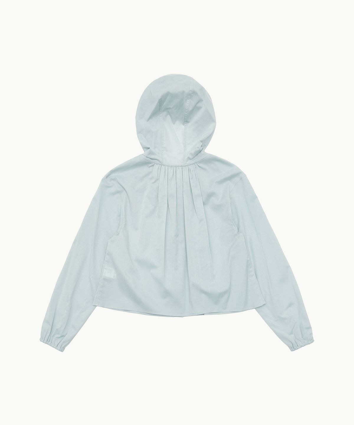 아모멘토(AMOMENTO) SHEER SHIRRING HOODED BLOUSE_LIGHT BLUE