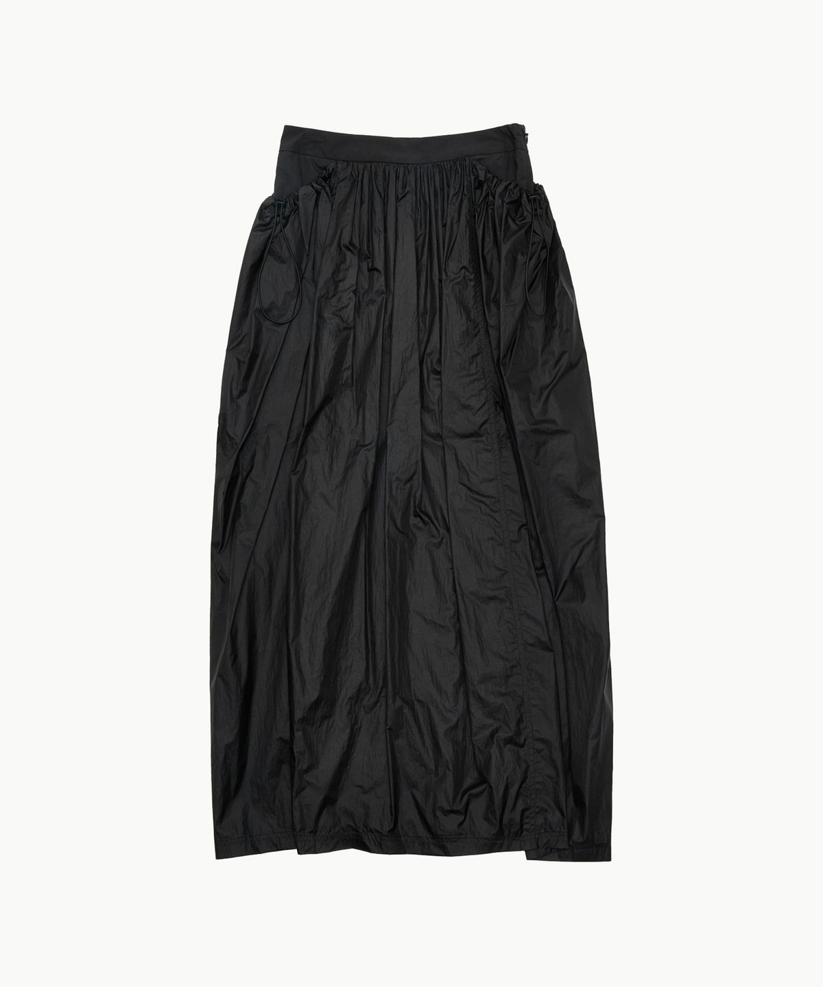아모멘토(AMOMENTO) LAYERED SHIRRING SKIRT_BLACK