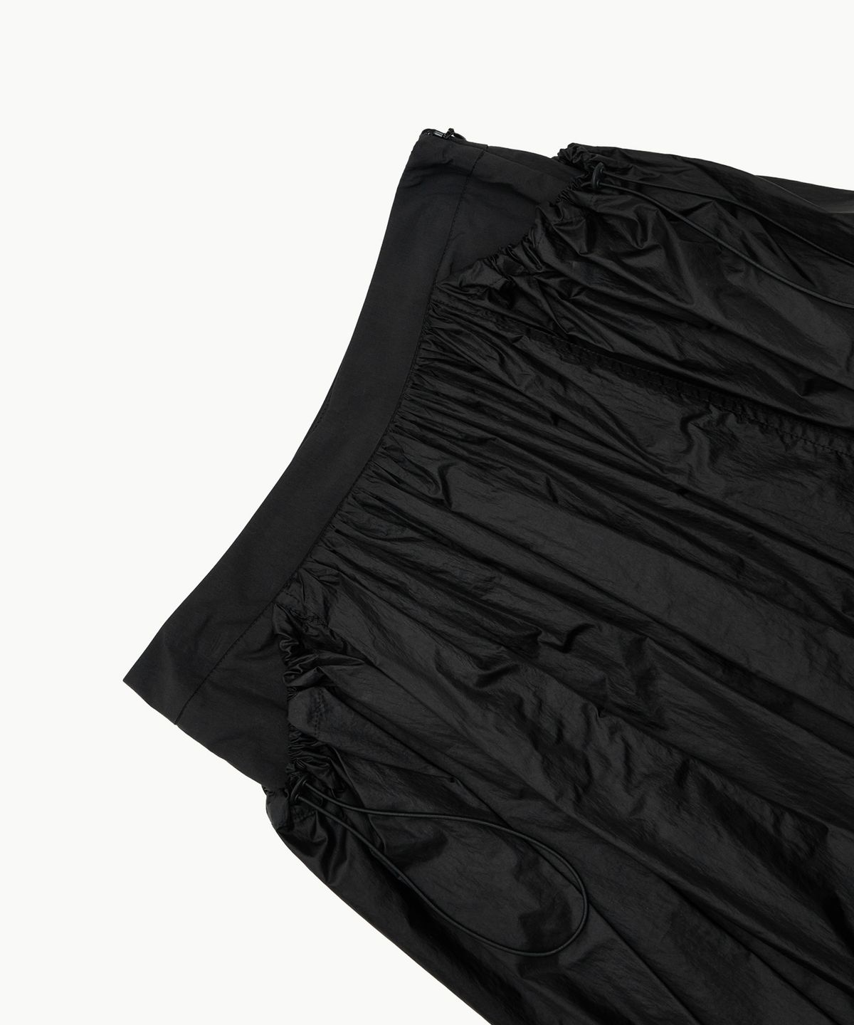 아모멘토(AMOMENTO) LAYERED SHIRRING SKIRT_BLACK