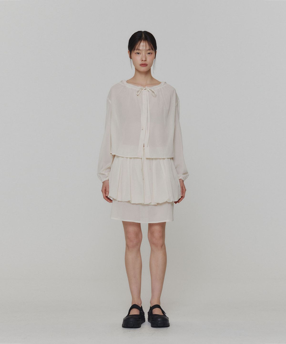아모멘토(AMOMENTO) SHEER LAYERED SKIRT_IVORY