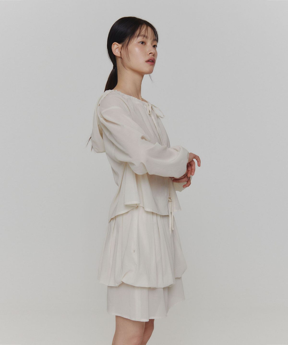 아모멘토(AMOMENTO) SHEER LAYERED SKIRT_IVORY