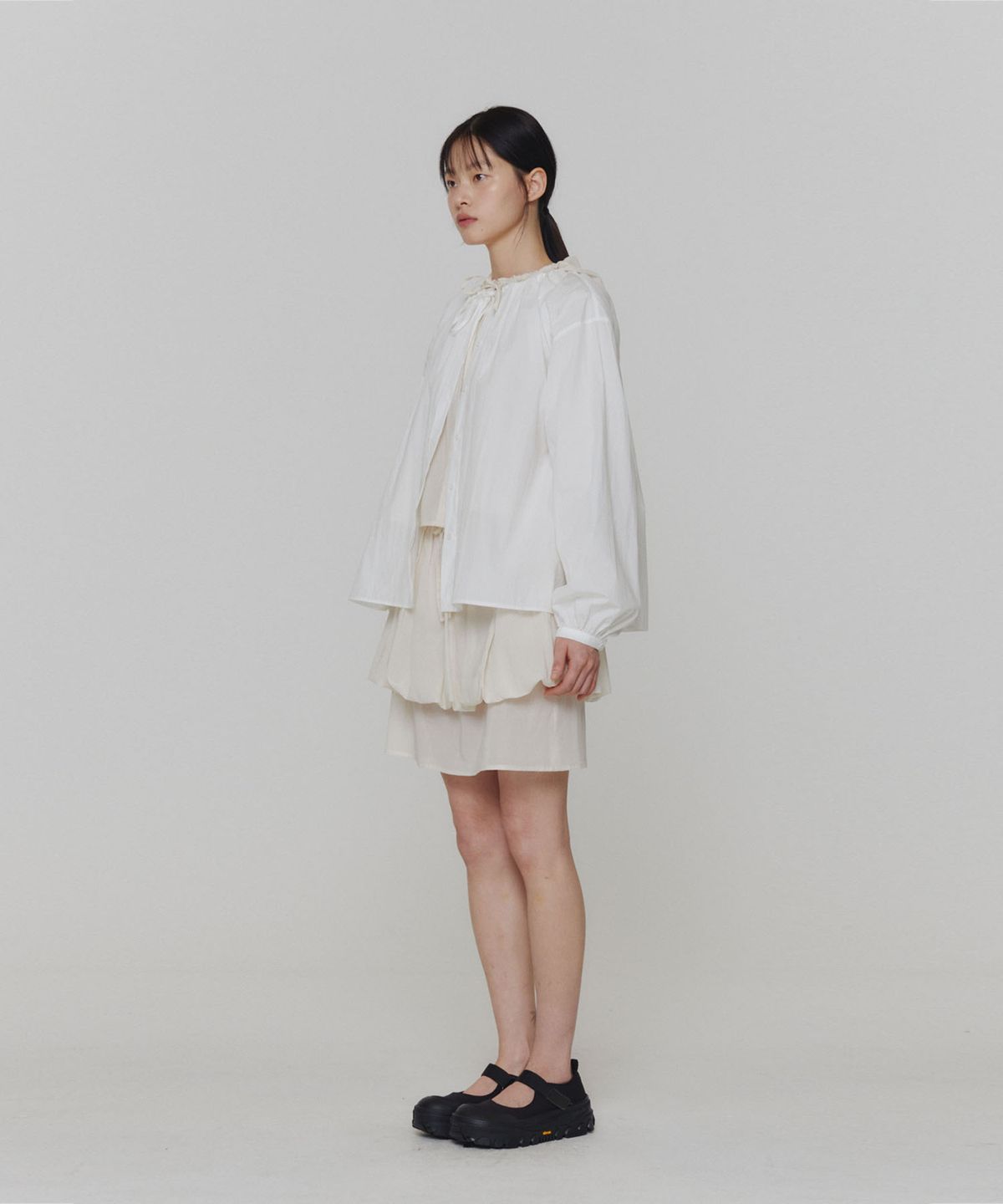 아모멘토(AMOMENTO) SHEER LAYERED SKIRT_IVORY