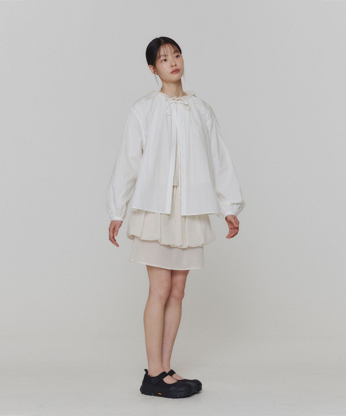 아모멘토(AMOMENTO) SHEER LAYERED SKIRT_IVORY