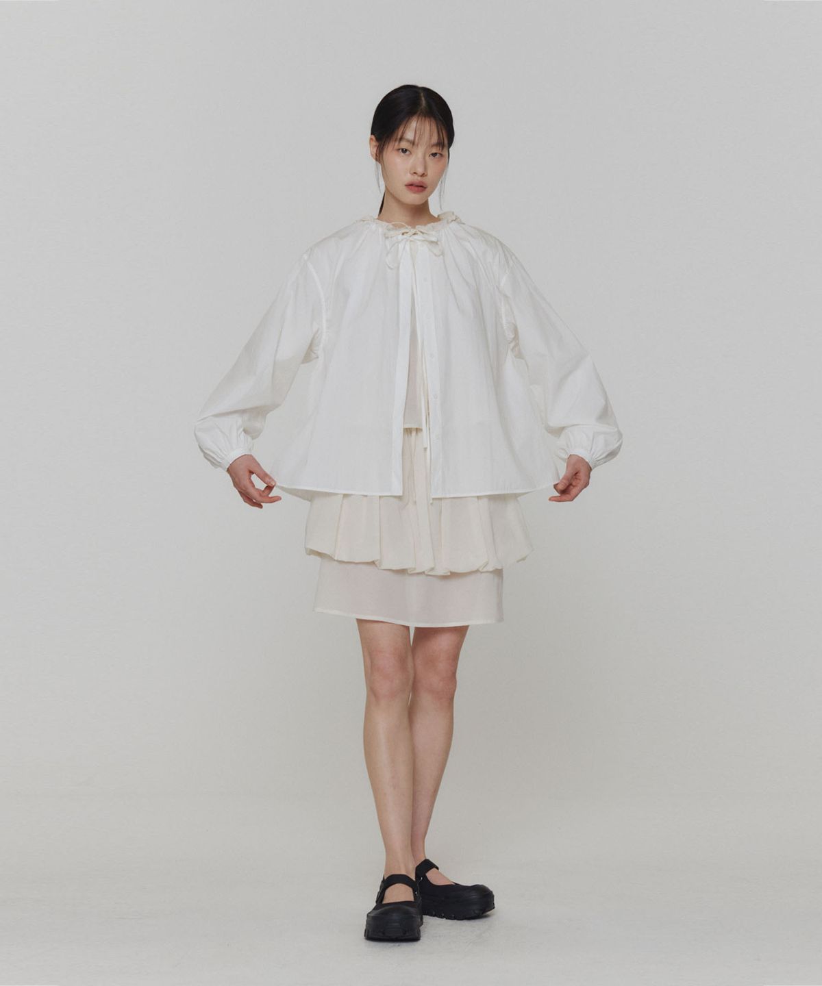 아모멘토(AMOMENTO) SHEER LAYERED SKIRT_IVORY