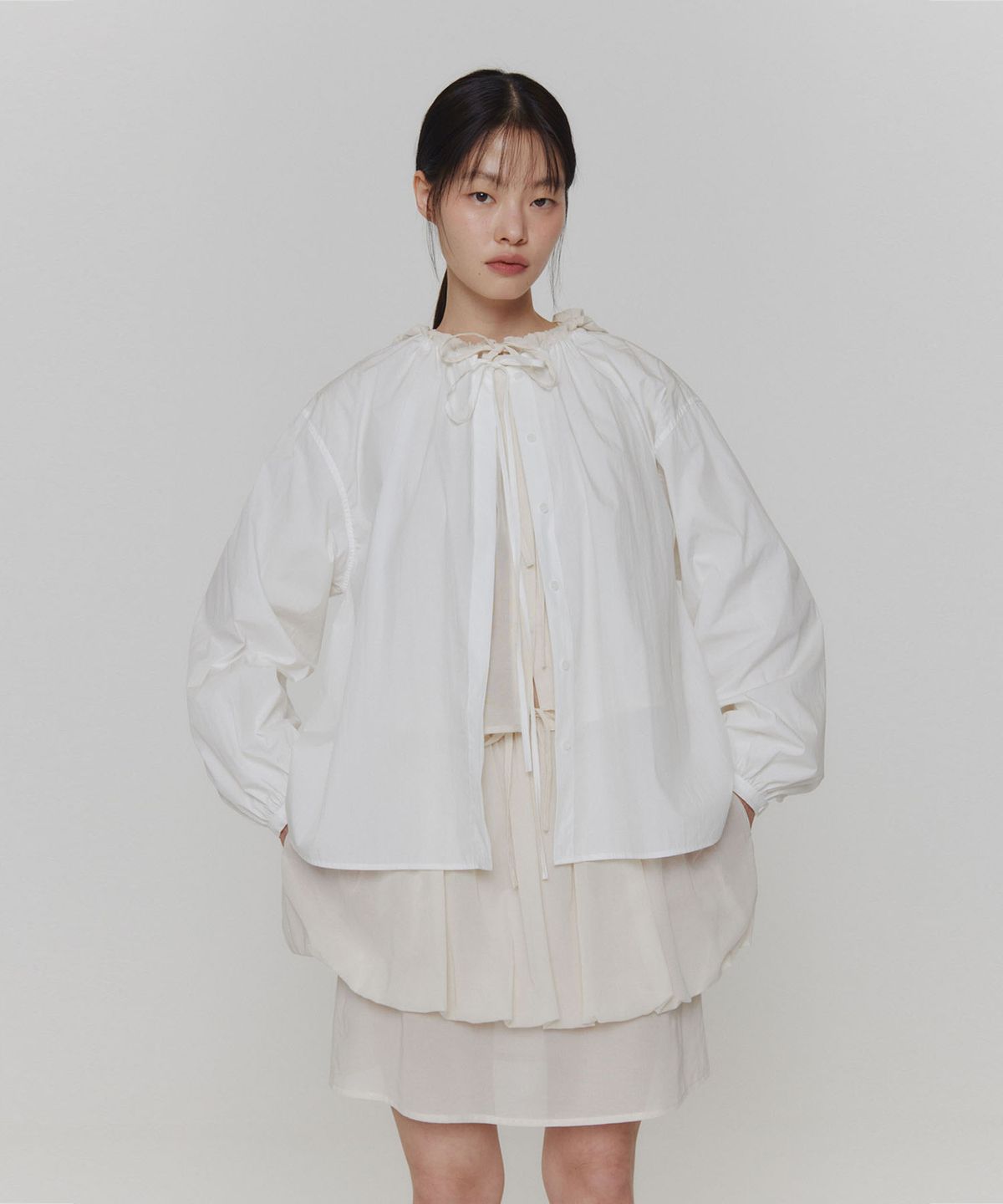 아모멘토(AMOMENTO) SHEER LAYERED SKIRT_IVORY