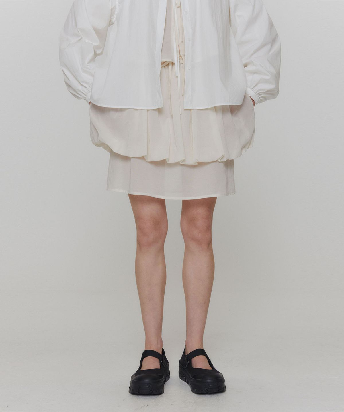 아모멘토(AMOMENTO) SHEER LAYERED SKIRT_IVORY