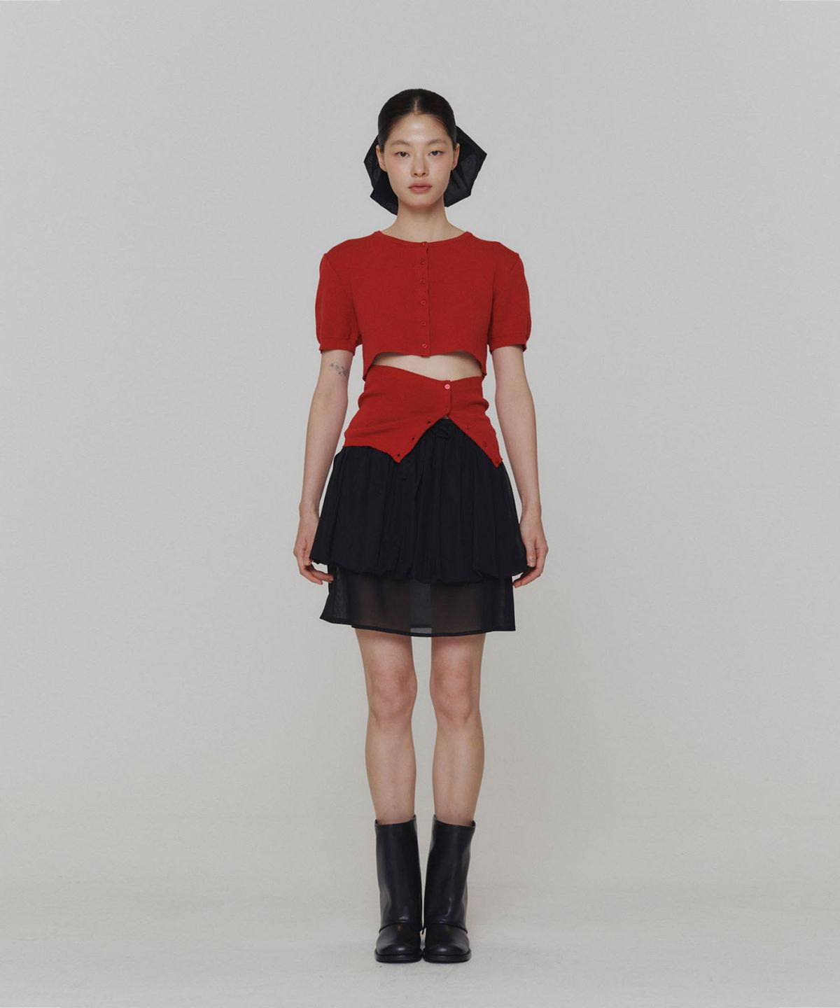 아모멘토(AMOMENTO) SHEER LAYERED SKIRT_BLACK