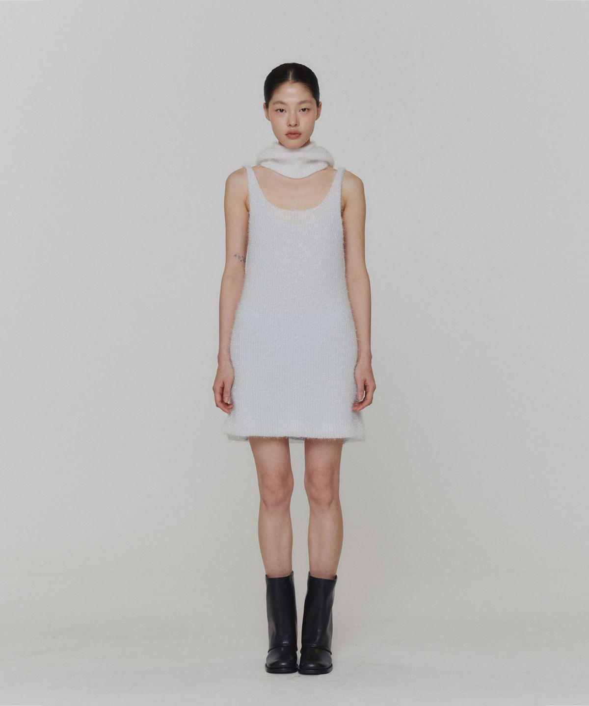 아모멘토(AMOMENTO) HAIRY LAYERED DRESS_WHITE