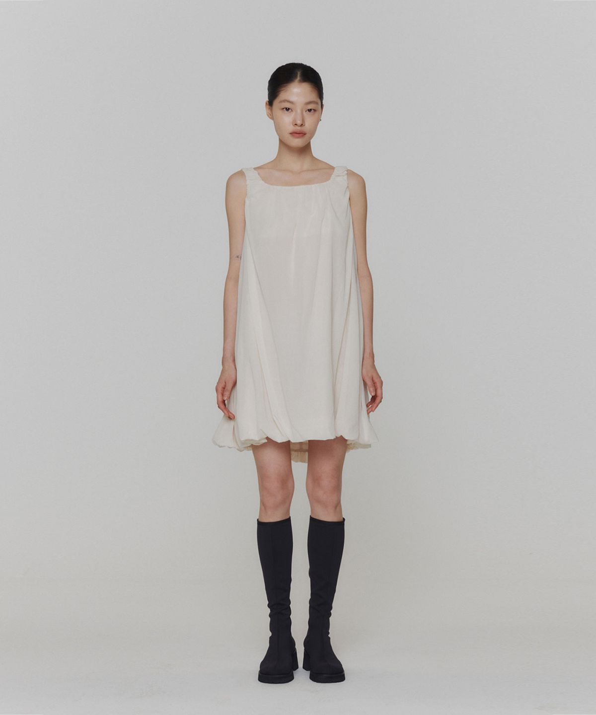 아모멘토(AMOMENTO) SHEER VOLUME MINI DRESS_IVORY