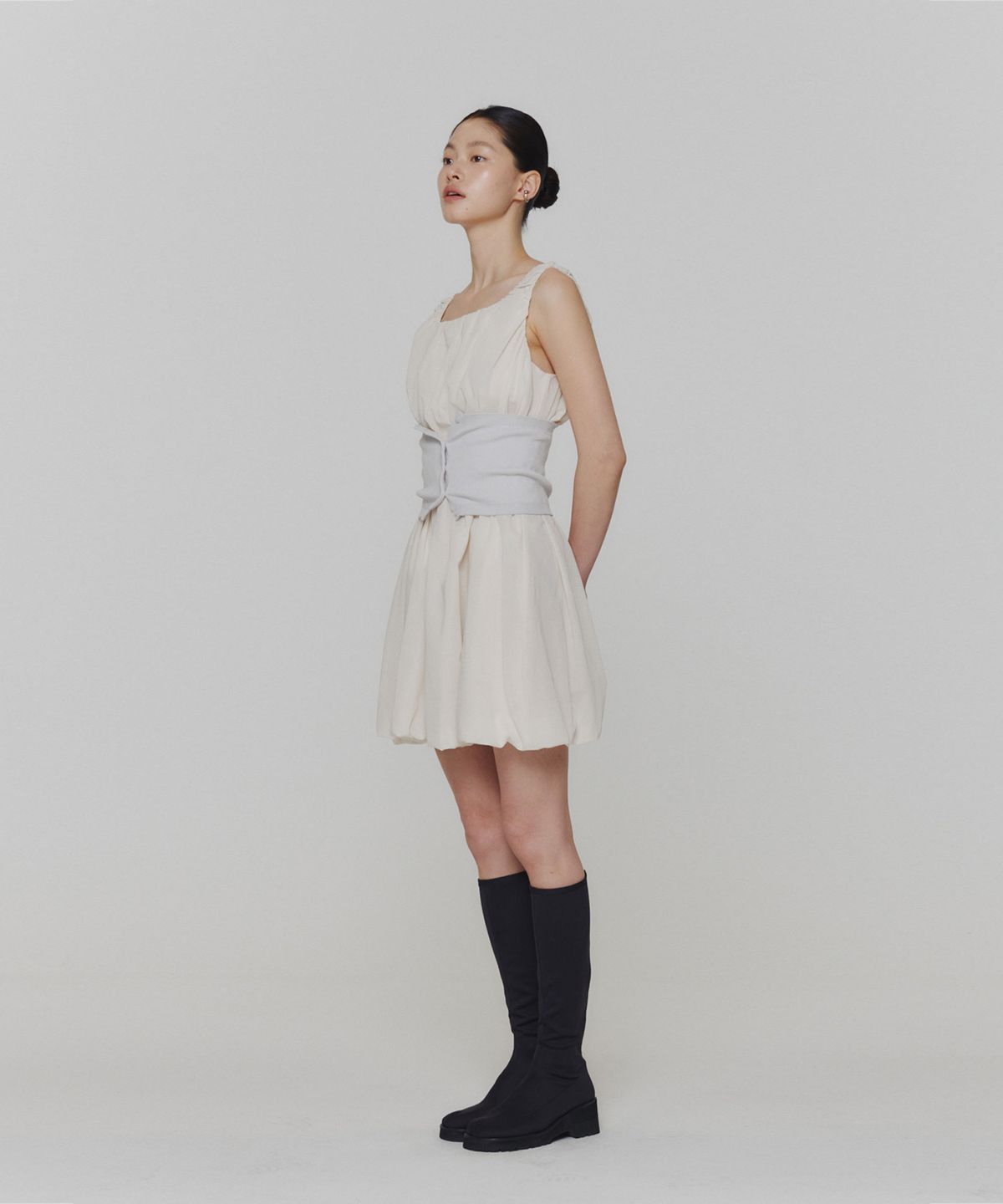 아모멘토(AMOMENTO) SHEER VOLUME MINI DRESS_IVORY