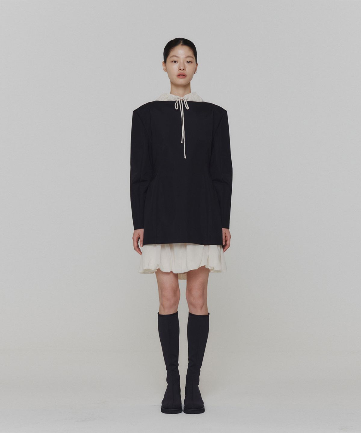 아모멘토(AMOMENTO) SHEER VOLUME MINI DRESS_IVORY