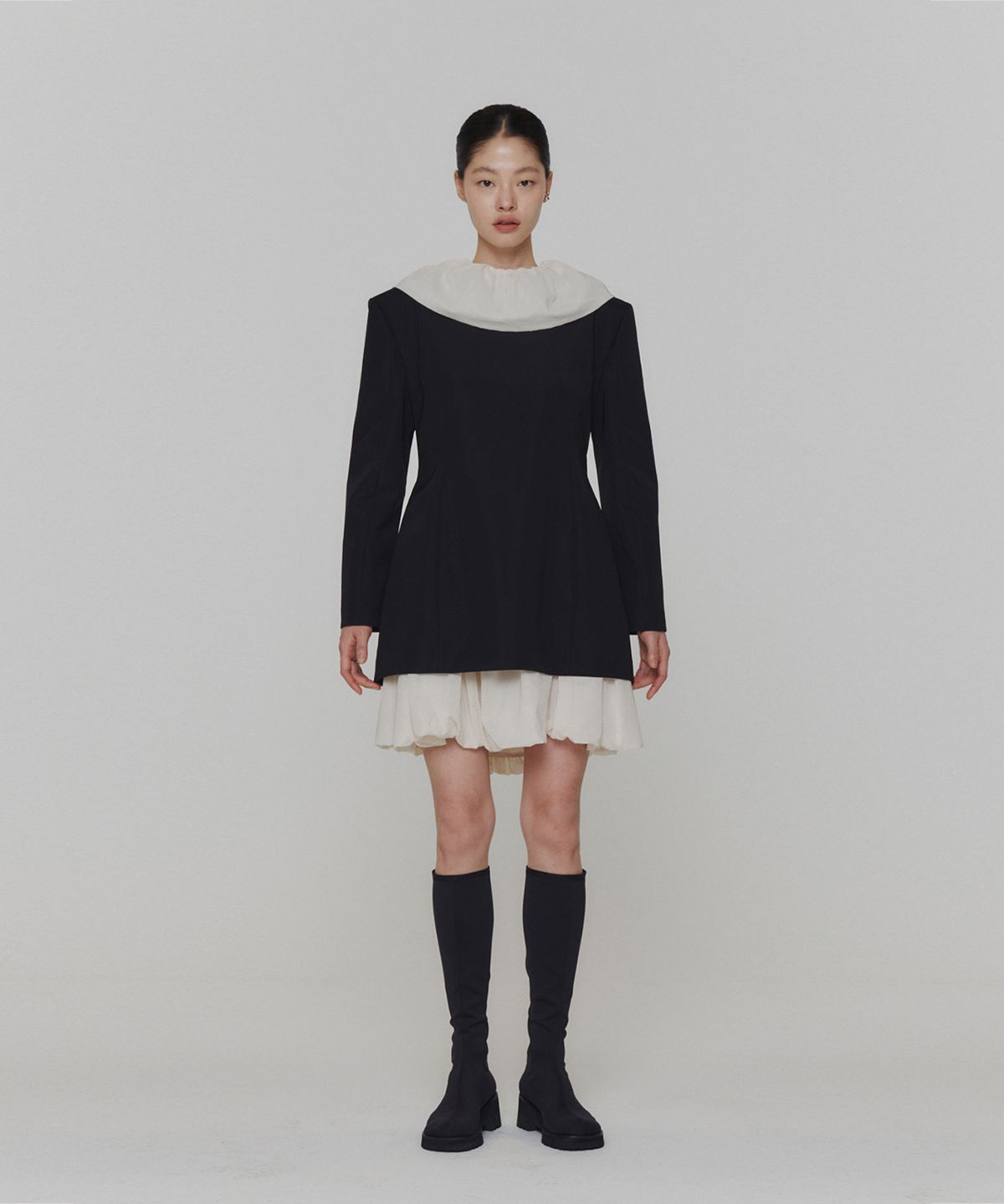 아모멘토(AMOMENTO) SHEER VOLUME MINI DRESS_IVORY