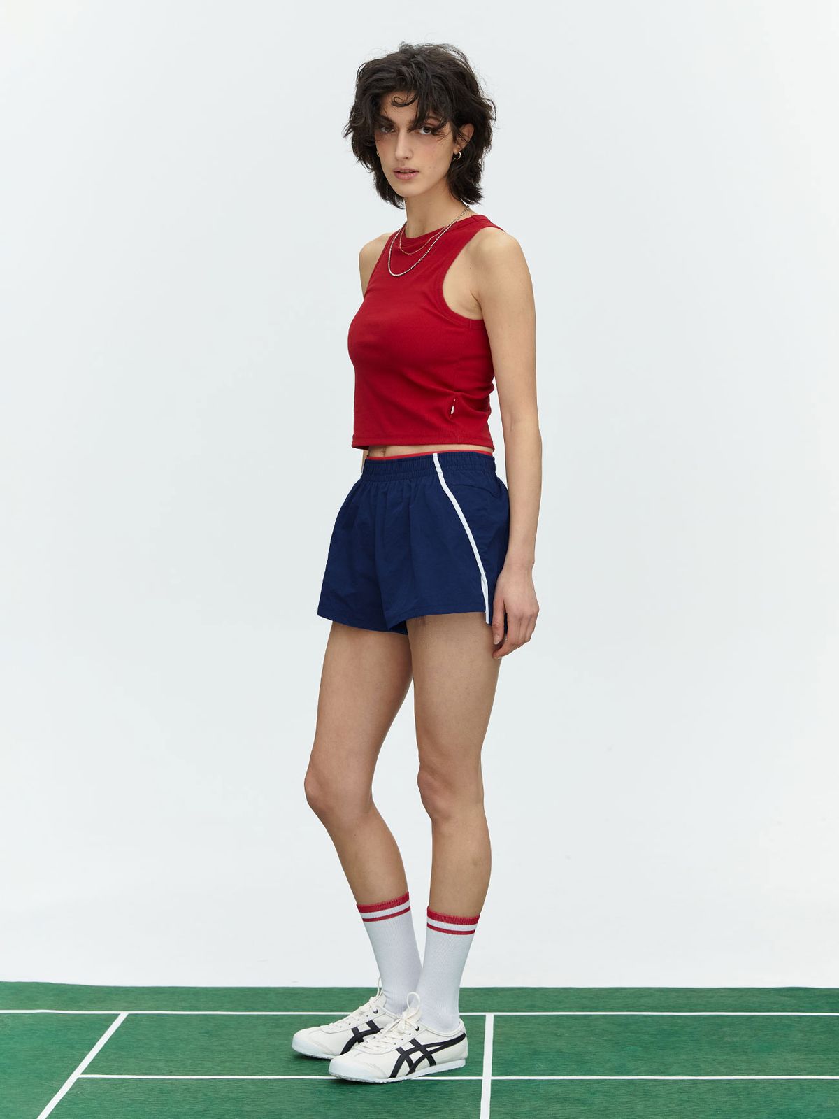 미나수(MENASOO) RUNNING TRACK NYLON SHORTS_NAVY