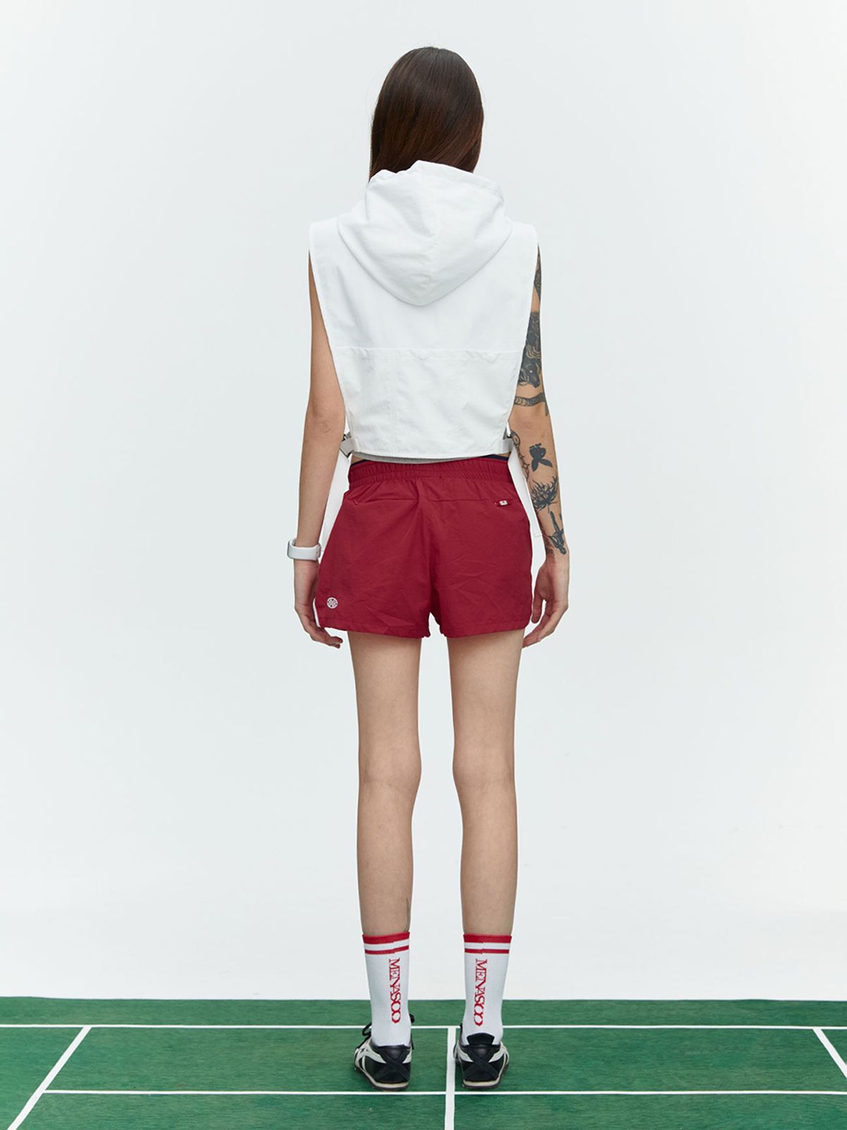 미나수(MENASOO) RUNNING TRACK NYLON SHORTS_RED